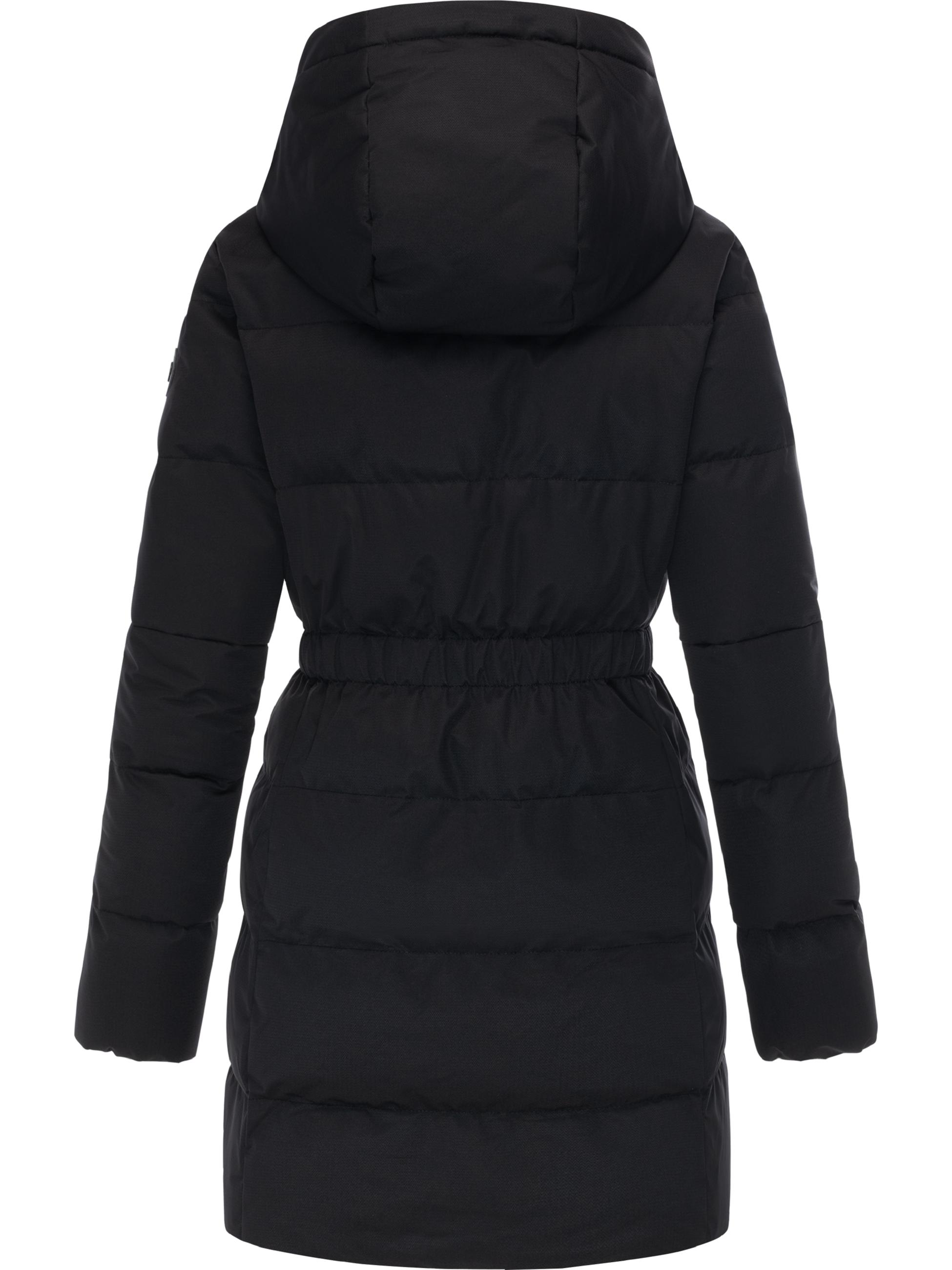 Warmer Winter Steppmantel mit hohem Kragen und Kapuze Niani YOUMODO Black