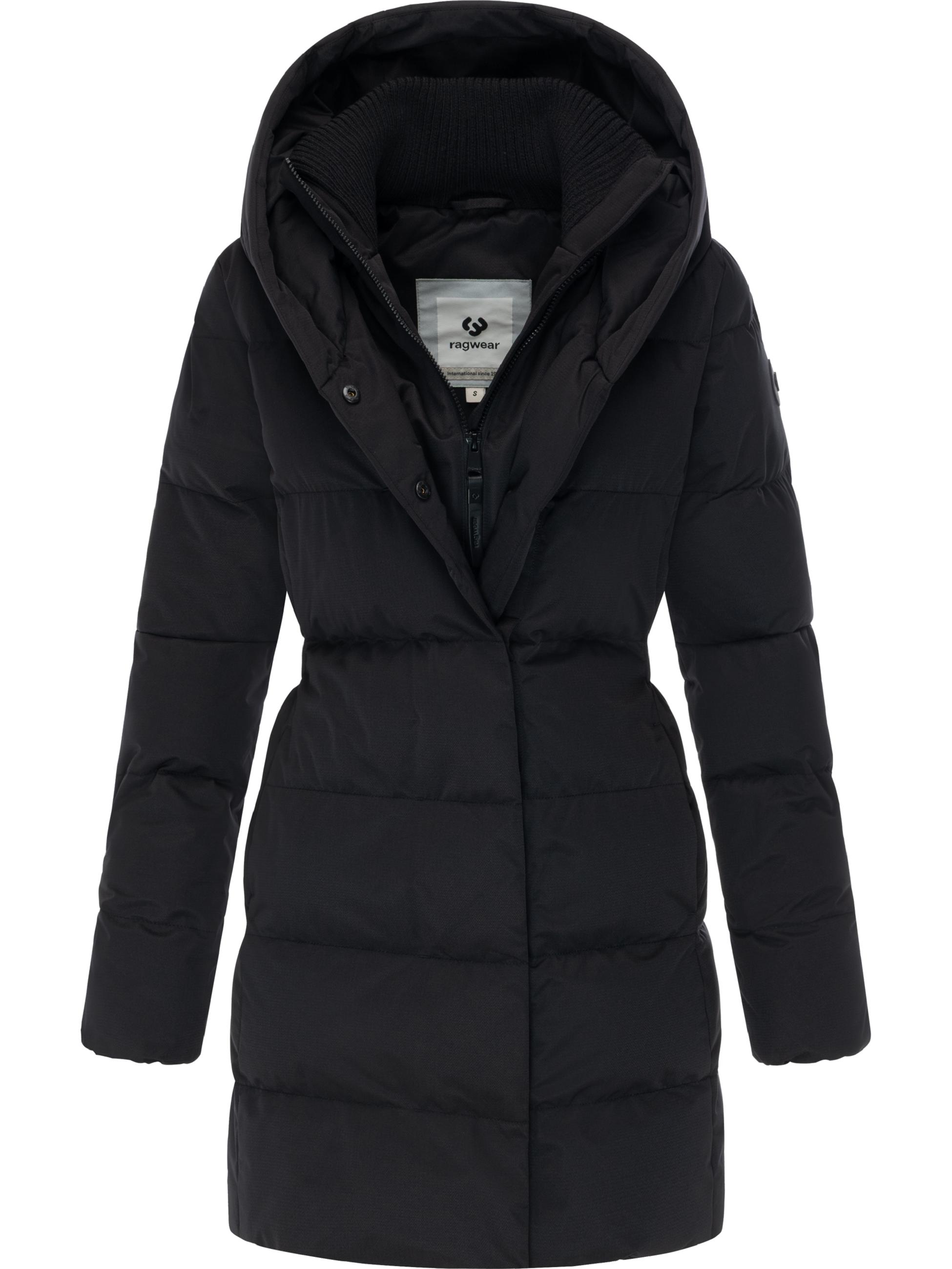Warmer Winter Steppmantel mit hohem Kragen und Kapuze Niani YOUMODO Black