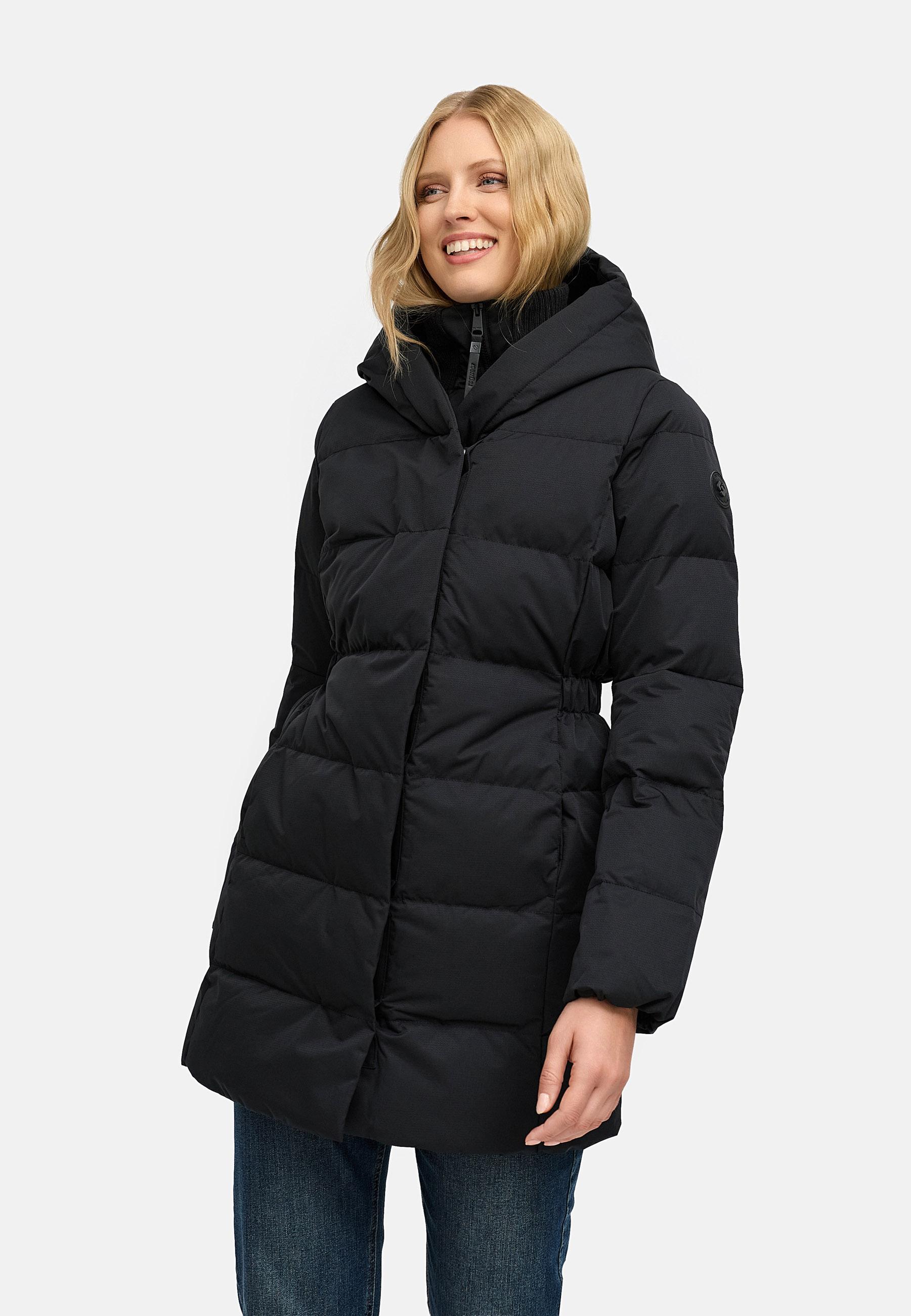 Warmer Winter Steppmantel mit hohem Kragen und Kapuze Niani YOUMODO Black