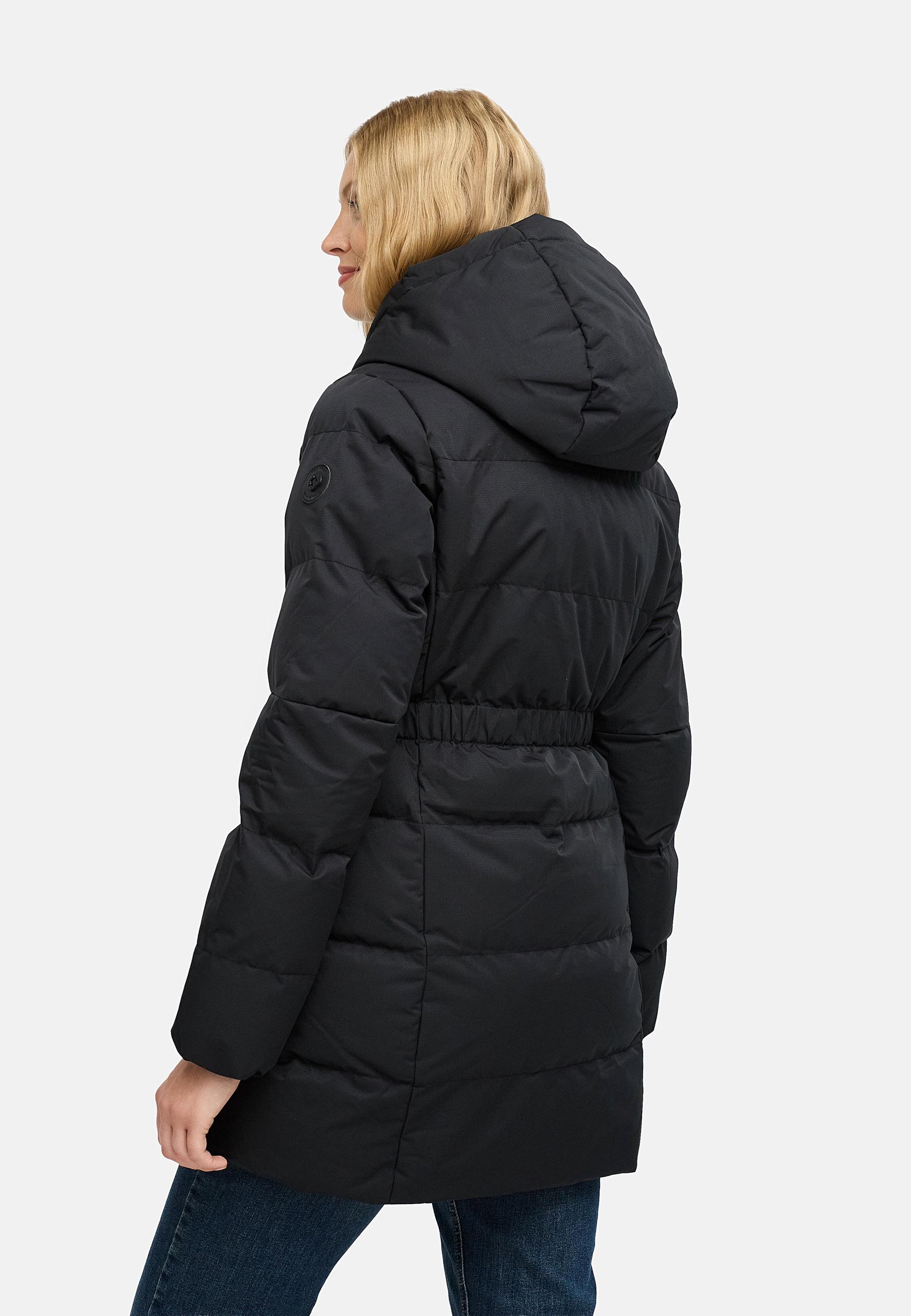 Warmer Winter Steppmantel mit hohem Kragen und Kapuze Niani YOUMODO Black