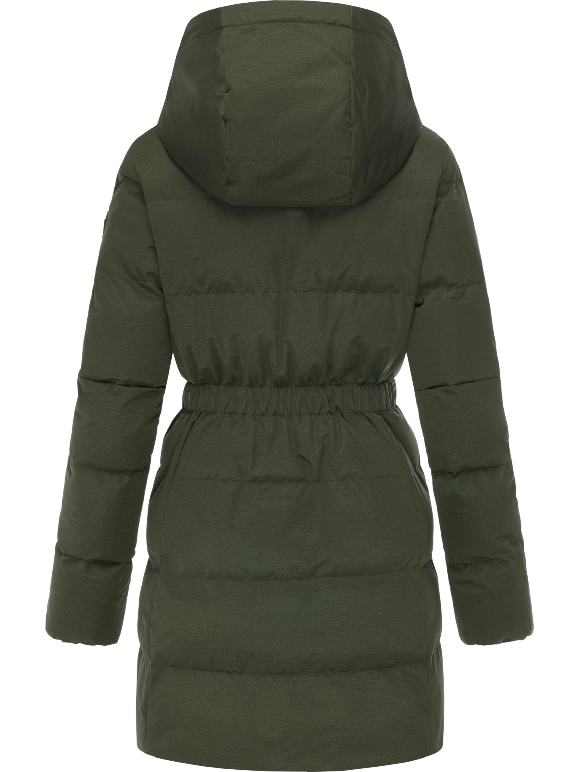 Warmer Winter Steppmantel mit hohem Kragen und Kapuze Niani YOUMODO Dark Olive