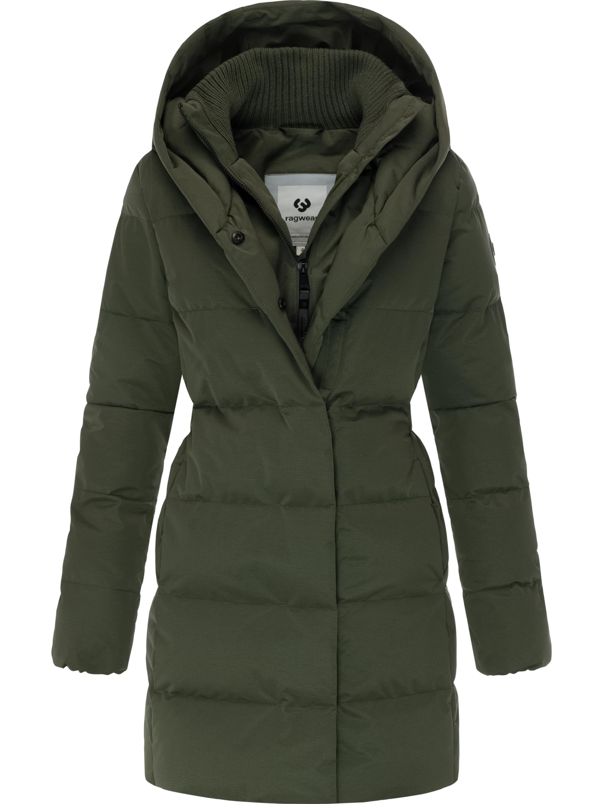 Warmer Winter Steppmantel mit hohem Kragen und Kapuze Niani YOUMODO Dark Olive