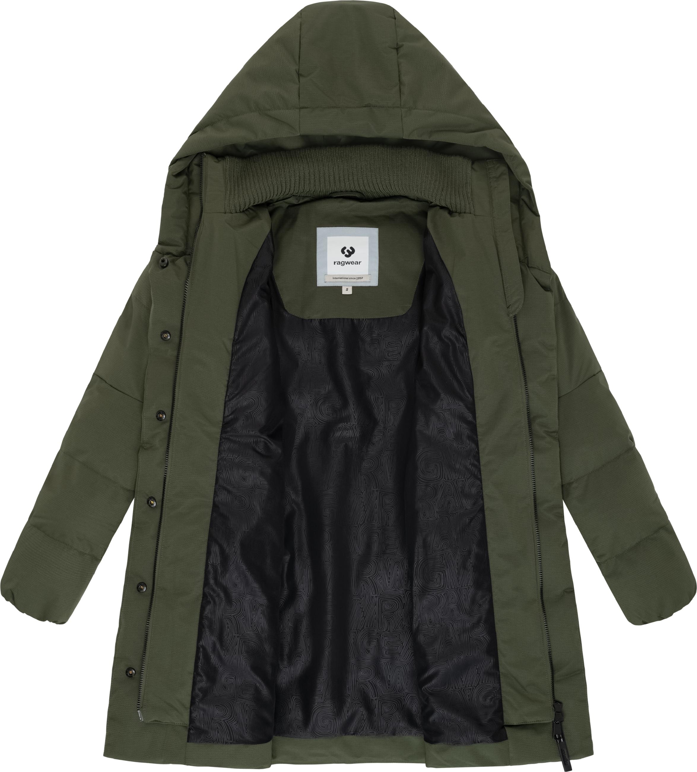 Warmer Winter Steppmantel mit hohem Kragen und Kapuze Niani YOUMODO Dark Olive