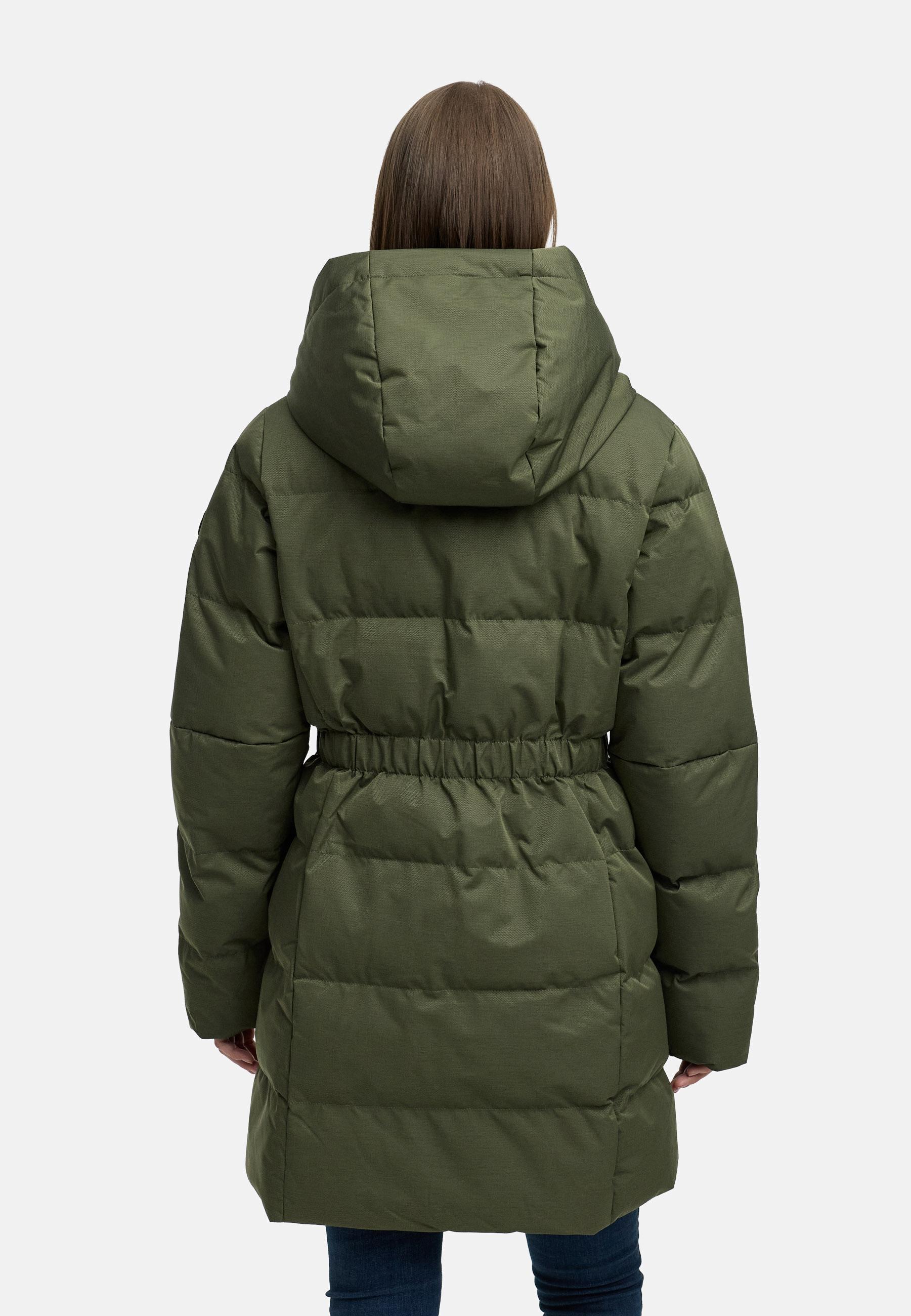 Warmer Winter Steppmantel mit hohem Kragen und Kapuze Niani YOUMODO Dark Olive