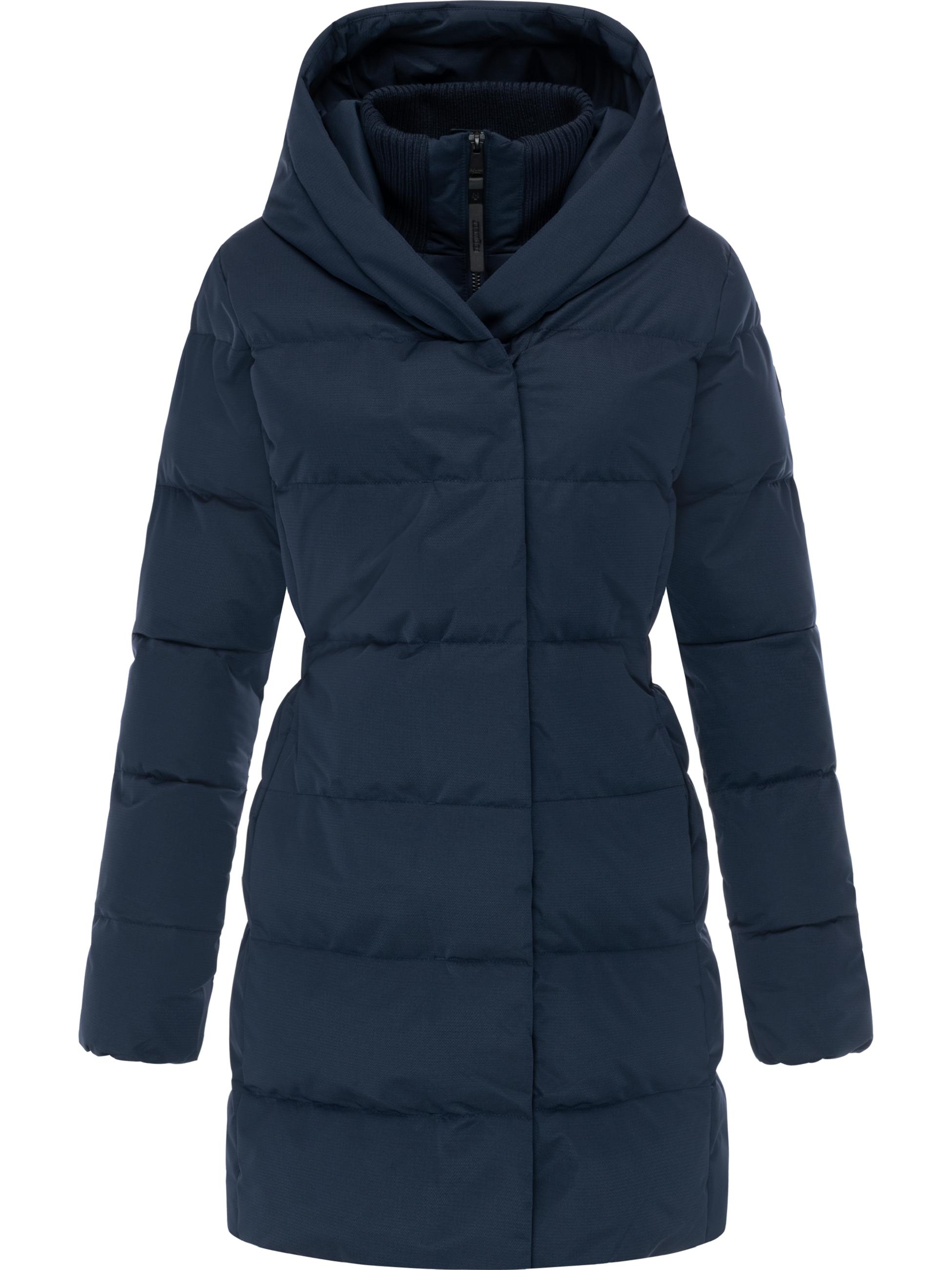 Warmer Winter Steppmantel mit hohem Kragen und Kapuze Niani YOUMODO Navy