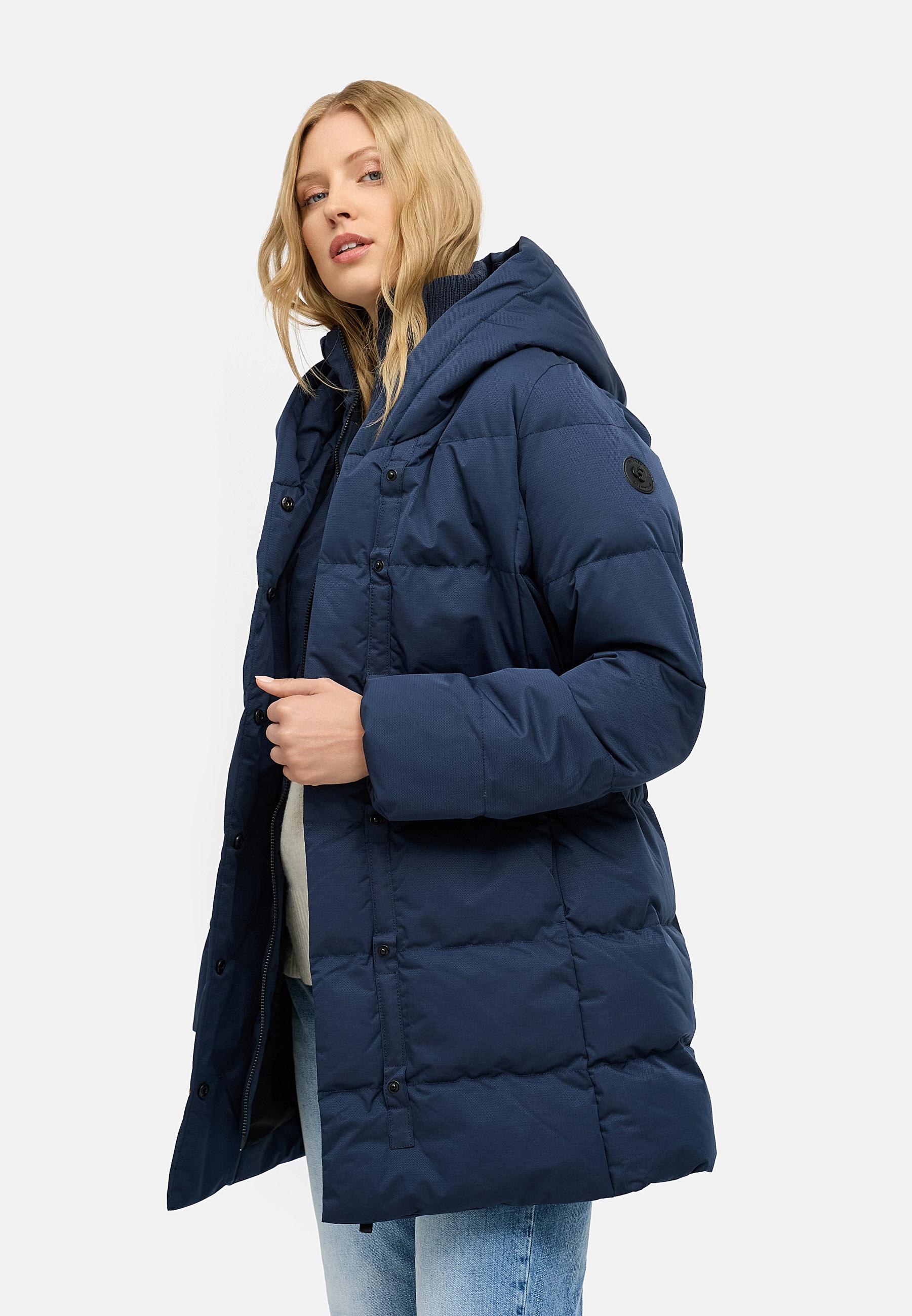 Warmer Winter Steppmantel mit hohem Kragen und Kapuze Niani YOUMODO Navy