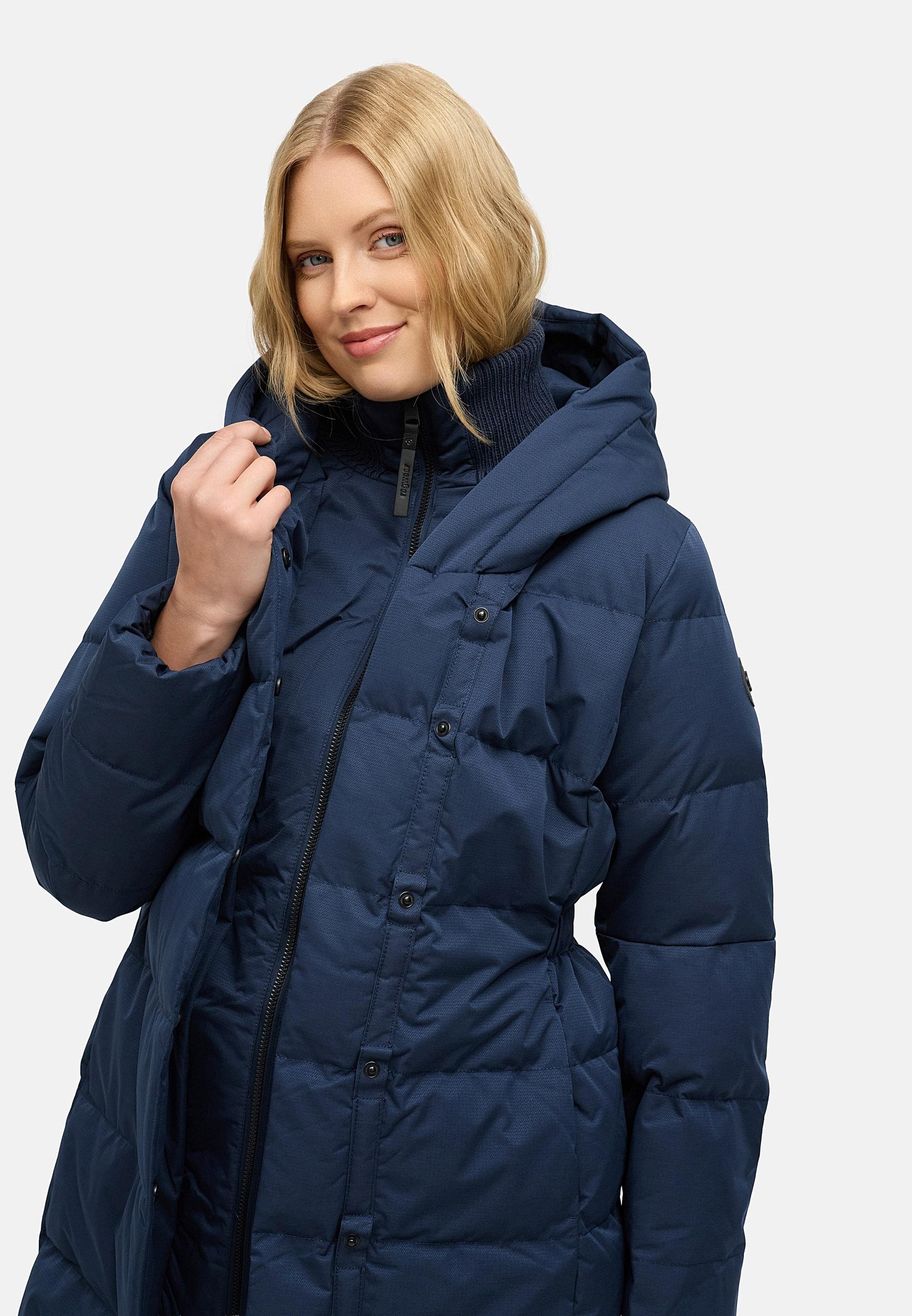 Warmer Winter Steppmantel mit hohem Kragen und Kapuze Niani YOUMODO Navy