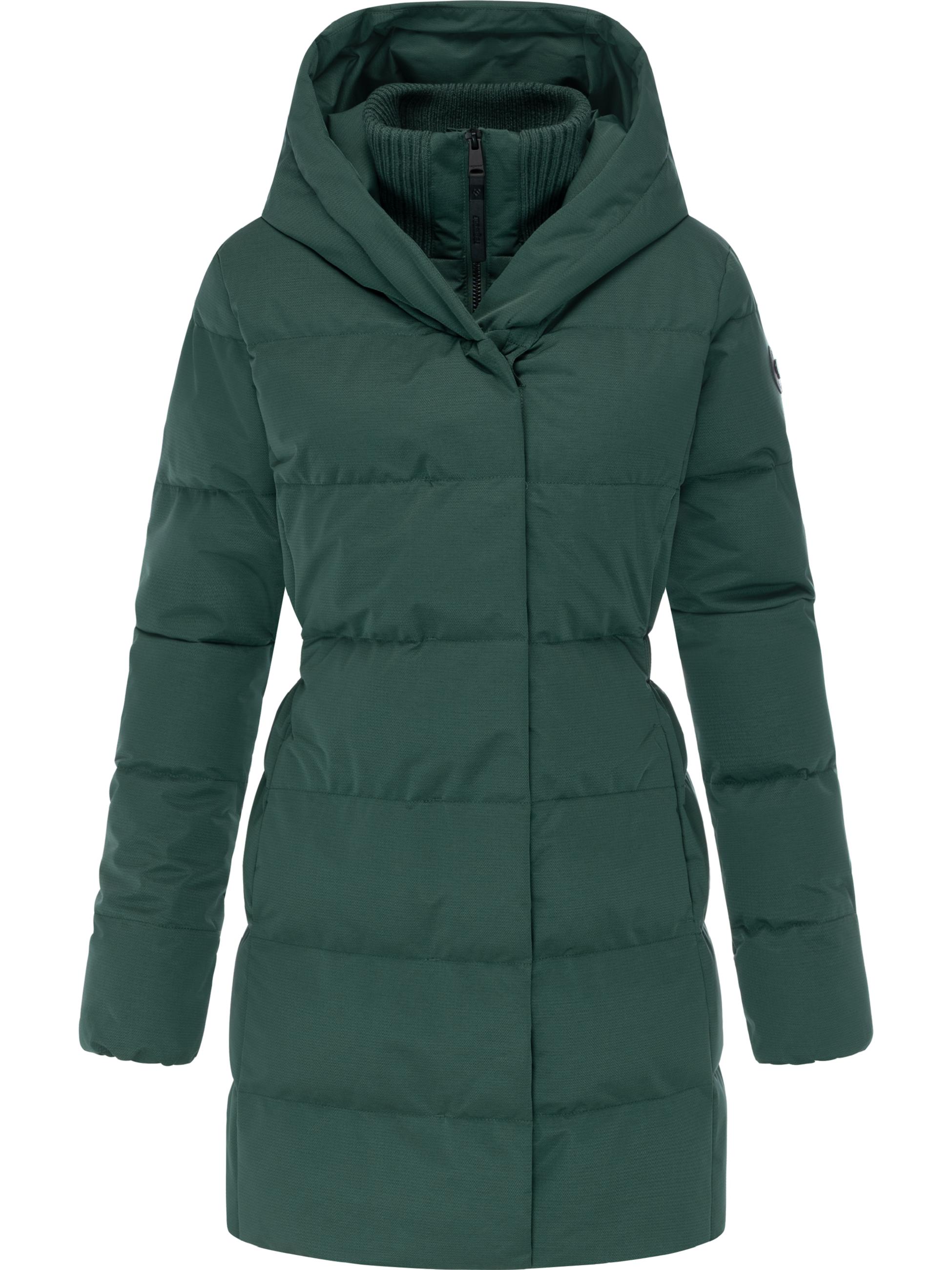 Warmer Winter Steppmantel mit hohem Kragen und Kapuze Niani YOUMODO Pine Green