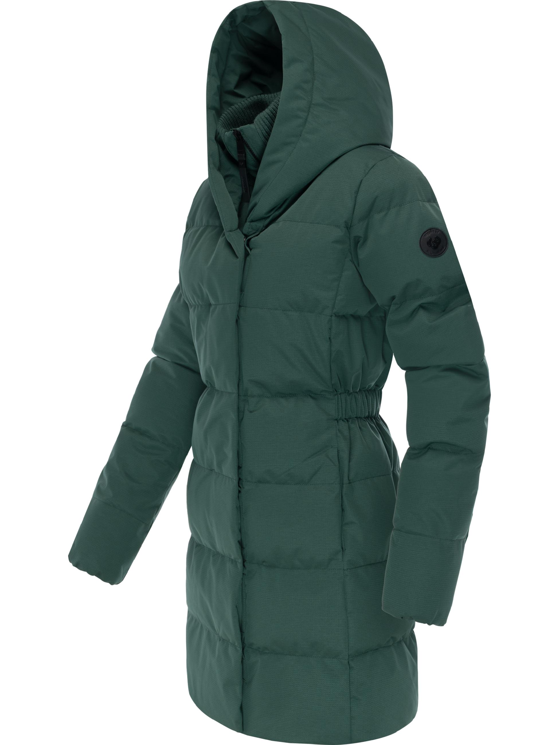 Warmer Winter Steppmantel mit hohem Kragen und Kapuze Niani YOUMODO Pine Green