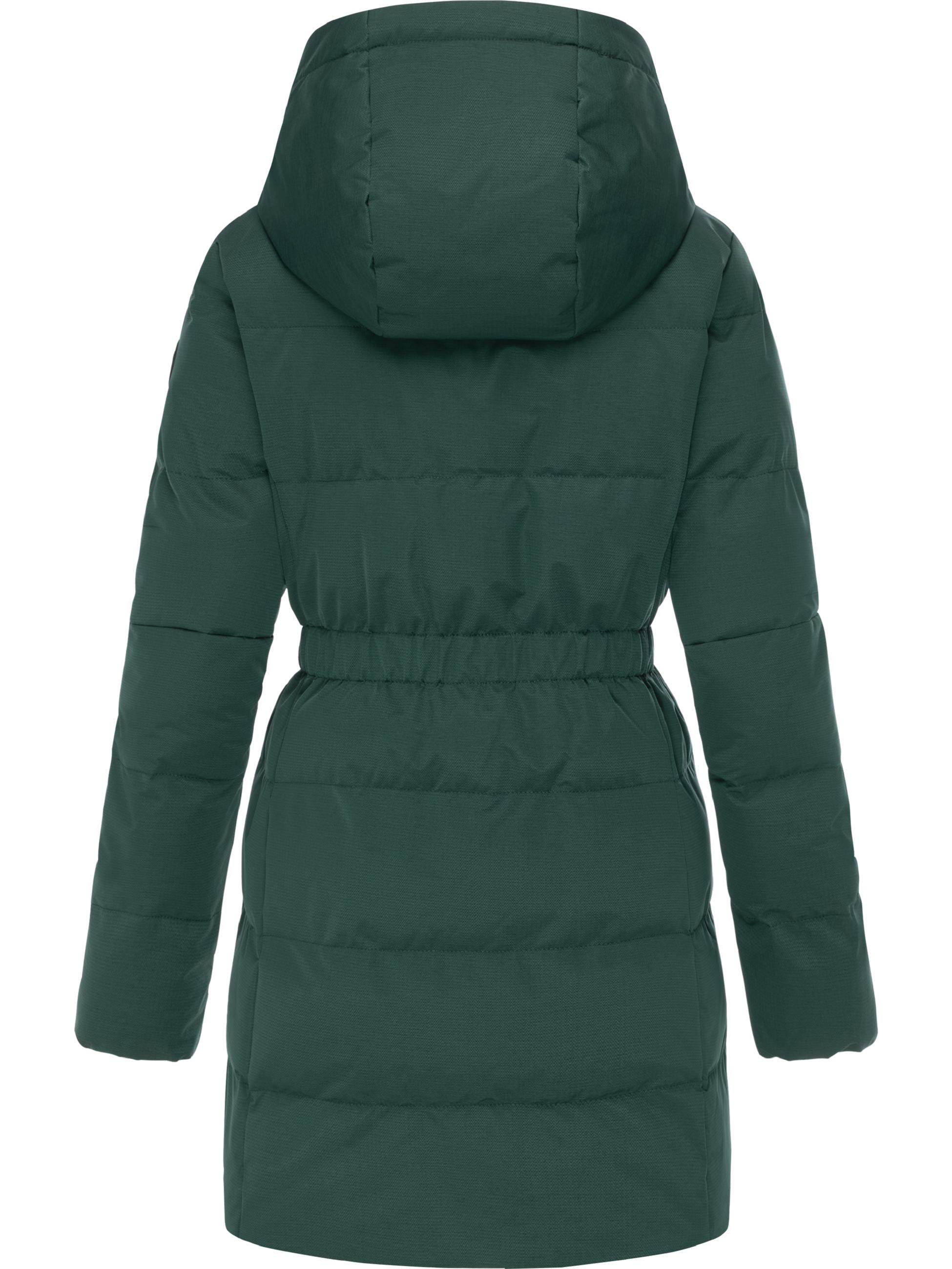 Warmer Winter Steppmantel mit hohem Kragen und Kapuze Niani YOUMODO Pine Green