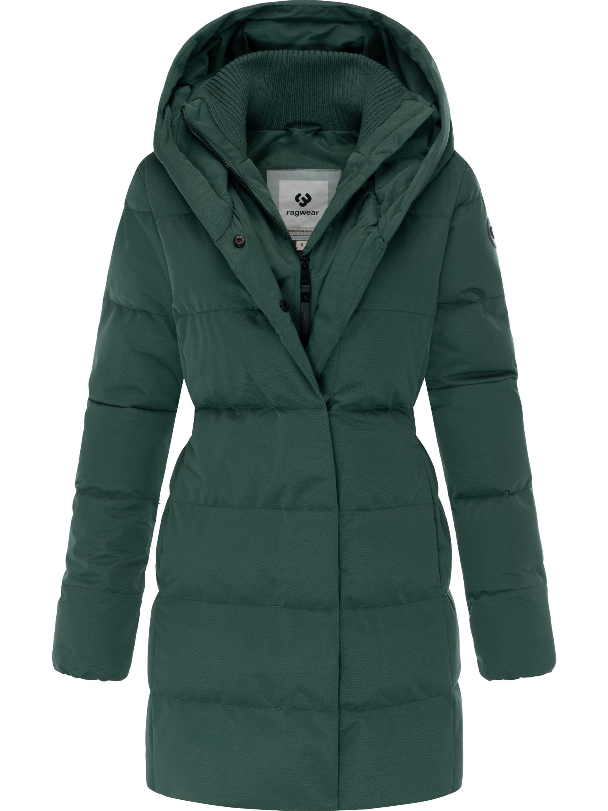 Warmer Winter Steppmantel mit hohem Kragen und Kapuze Niani YOUMODO Pine Green