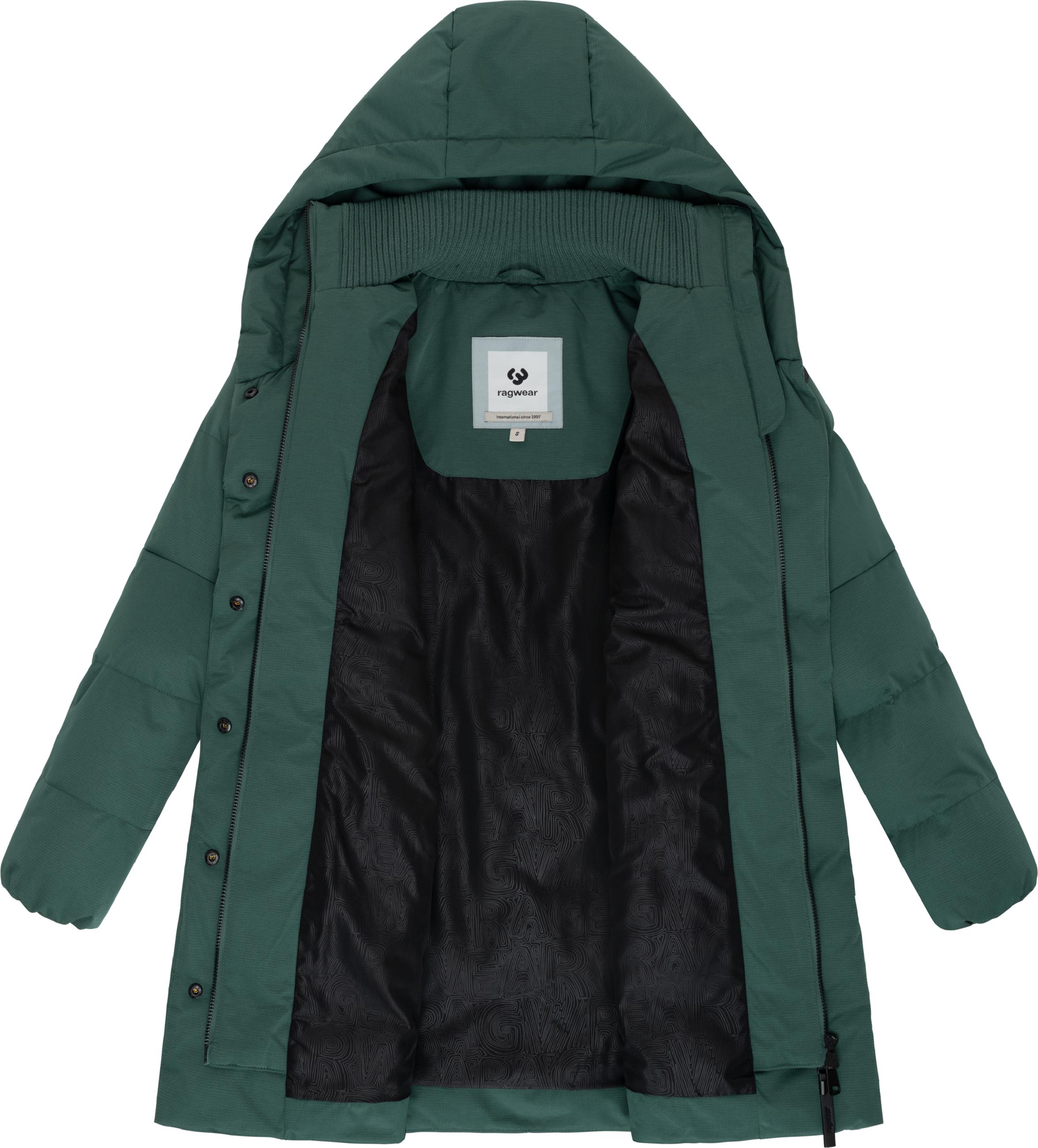 Warmer Winter Steppmantel mit hohem Kragen und Kapuze Niani YOUMODO Pine Green