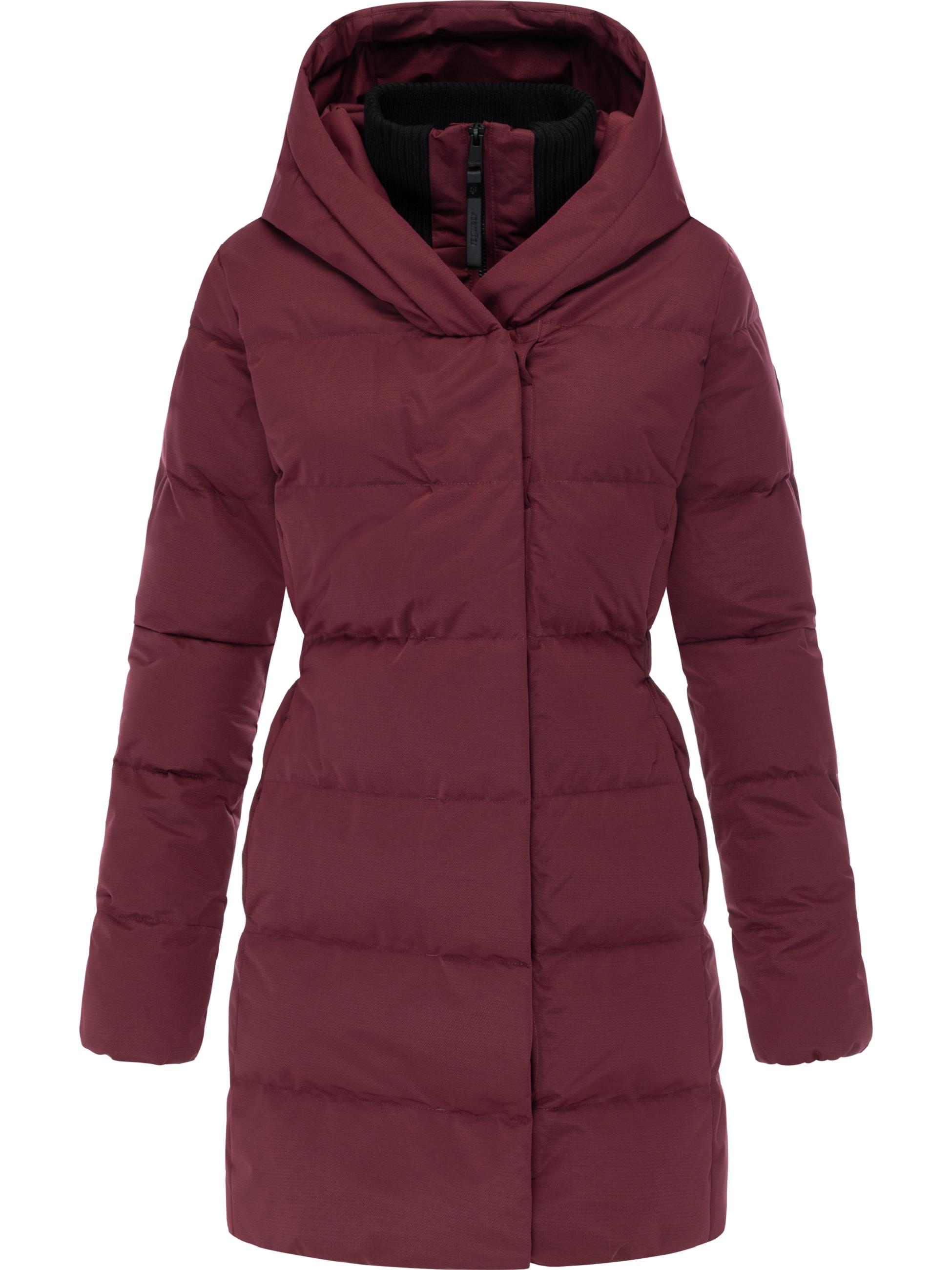 Warmer Winter Steppmantel mit hohem Kragen und Kapuze Niani YOUMODO Wine Red