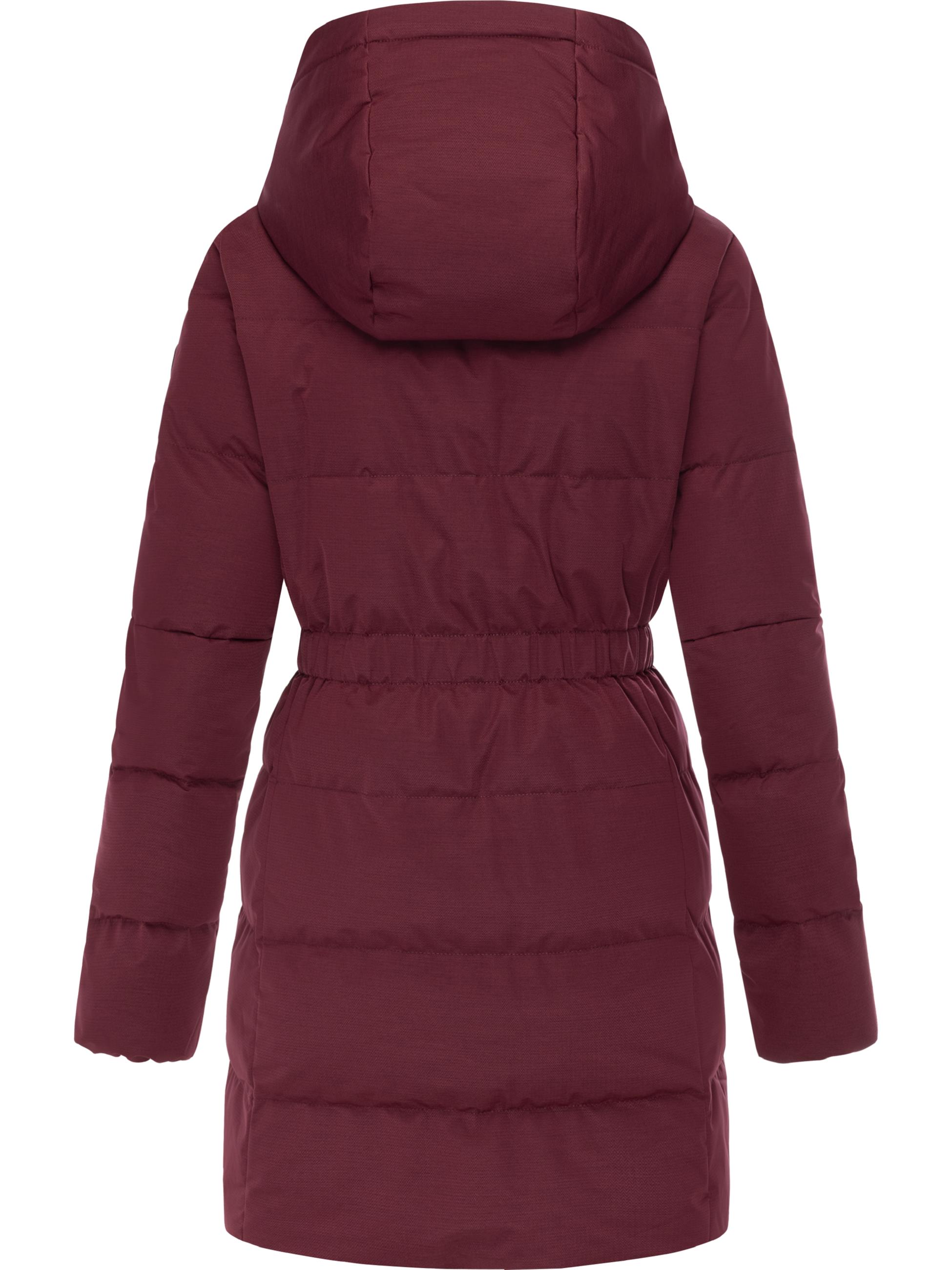 Warmer Winter Steppmantel mit hohem Kragen und Kapuze Niani YOUMODO Wine Red