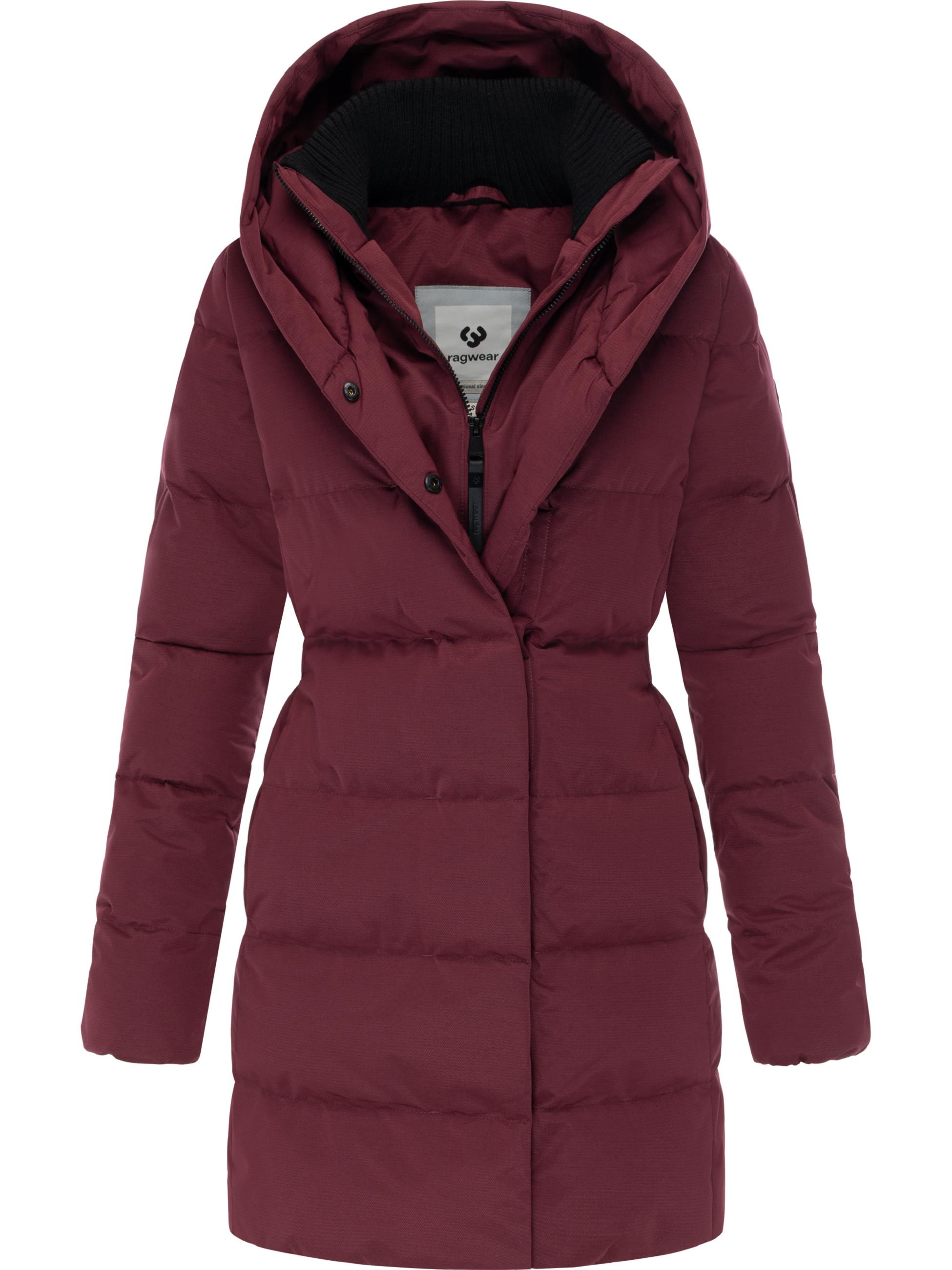 Warmer Winter Steppmantel mit hohem Kragen und Kapuze Niani YOUMODO Wine Red