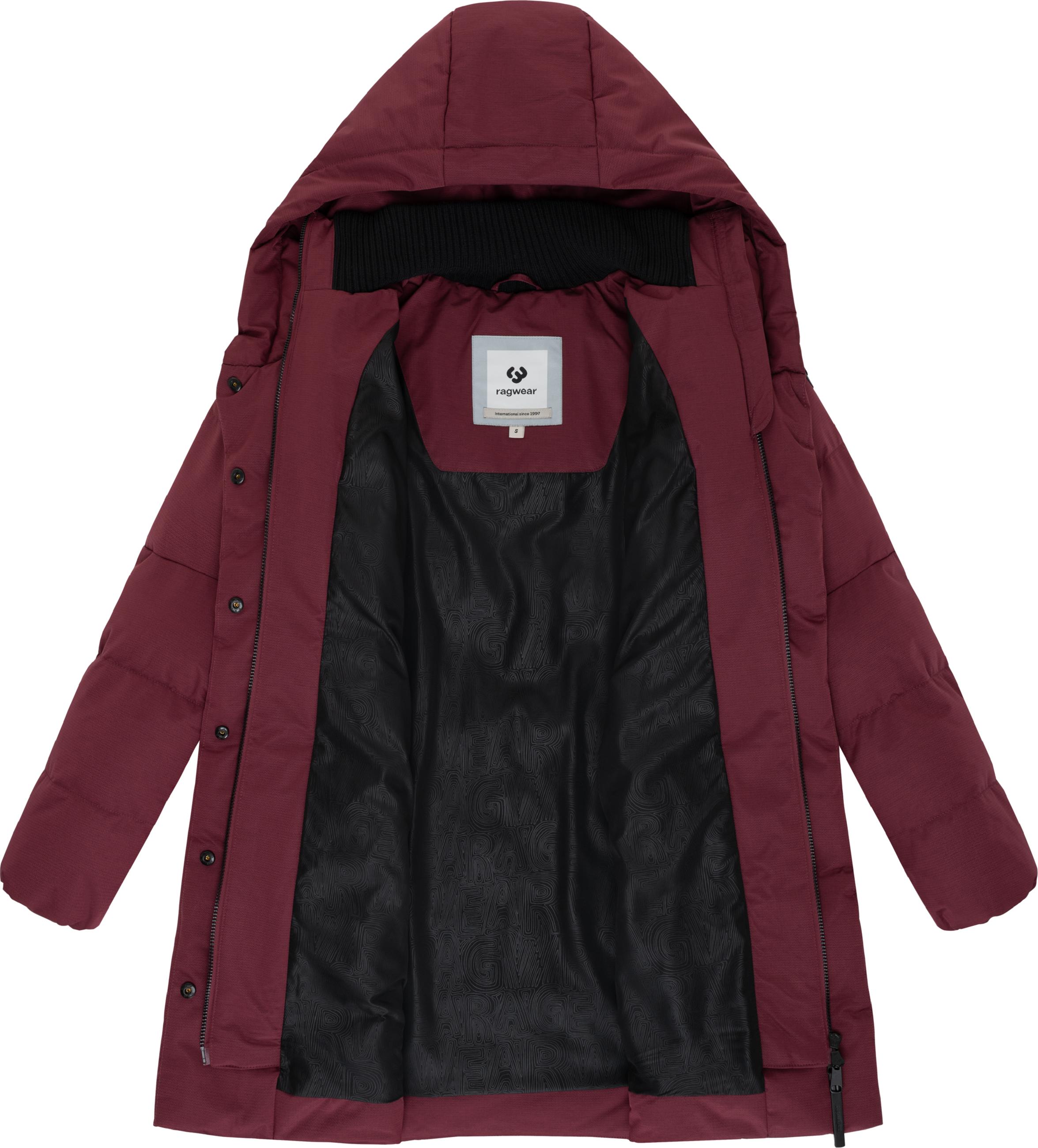 Warmer Winter Steppmantel mit hohem Kragen und Kapuze Niani YOUMODO Wine Red
