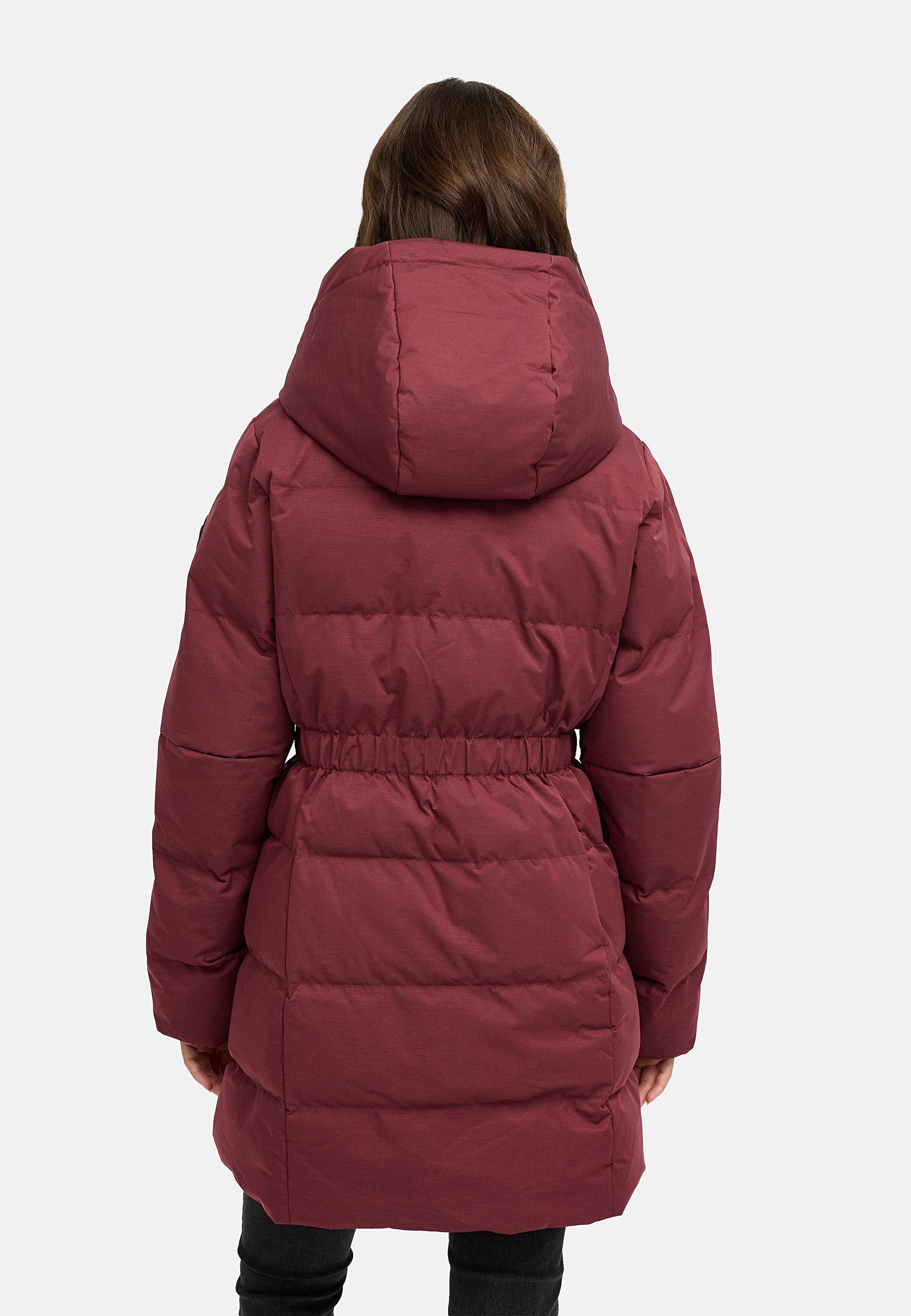 Warmer Winter Steppmantel mit hohem Kragen und Kapuze Niani YOUMODO Wine Red