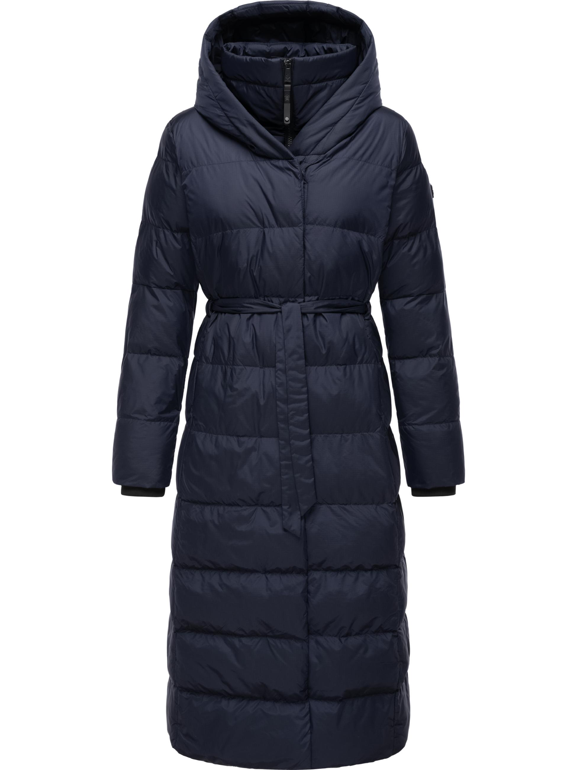 Warmer Winter Steppmantel mit Kapuze "Niara Long" Navy