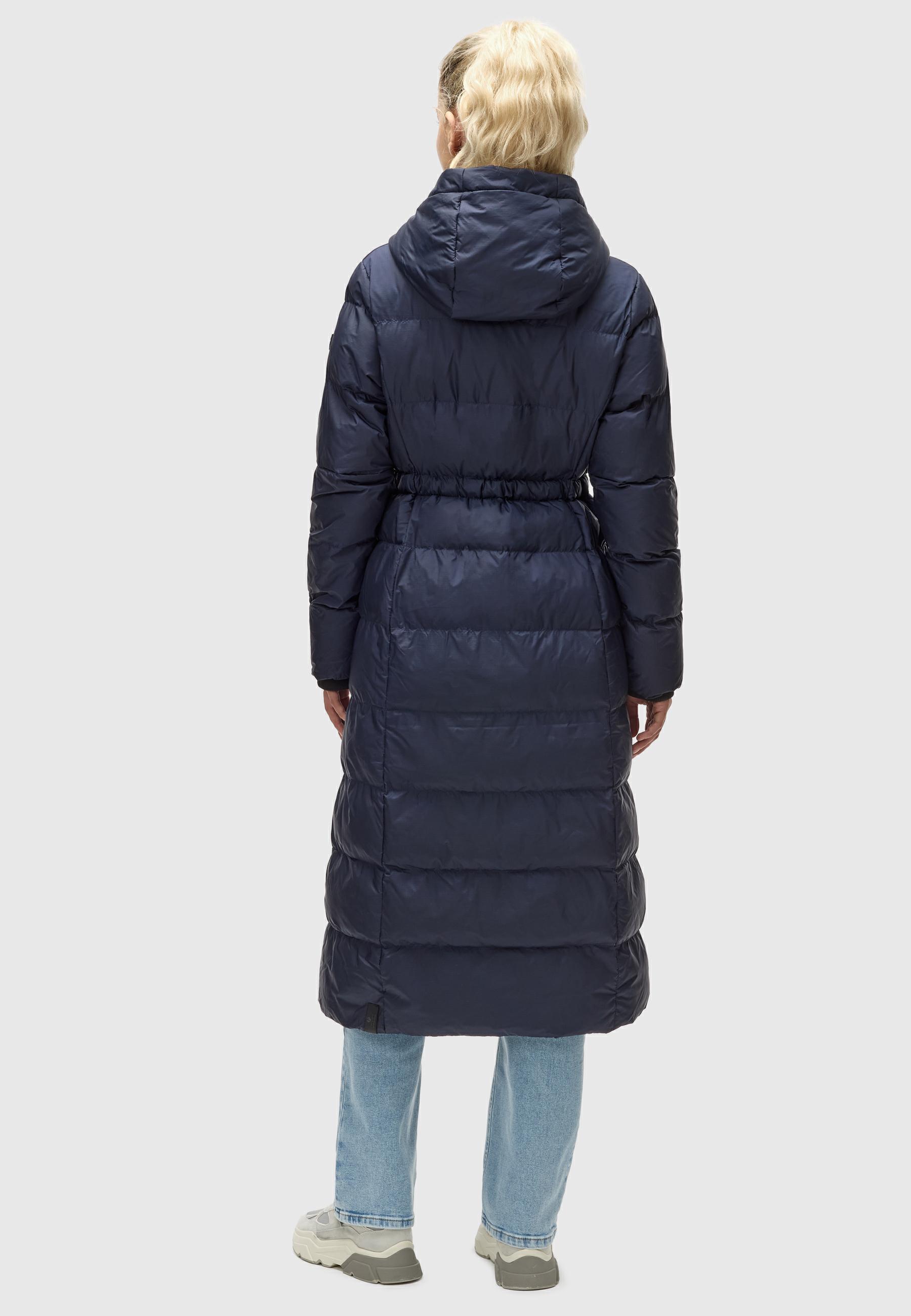 Warmer Winter Steppmantel mit Kapuze "Niara Long" Navy