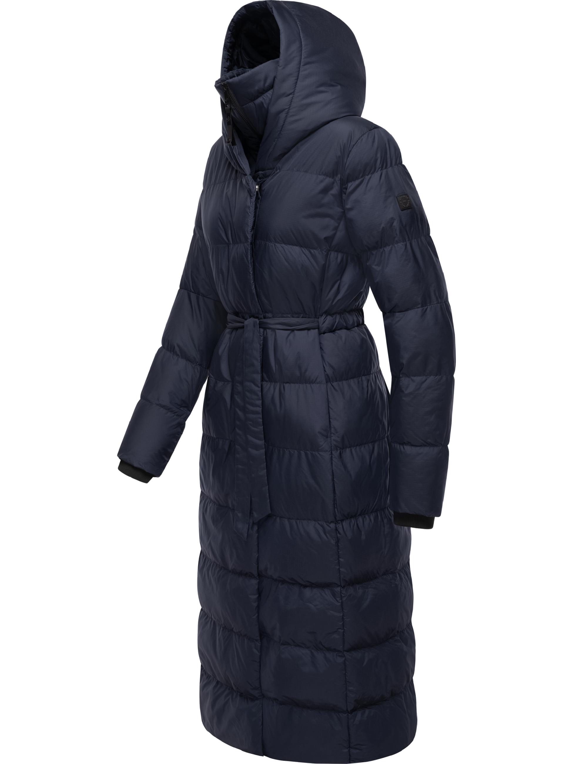 Warmer Winter Steppmantel mit Kapuze "Niara Long" Navy