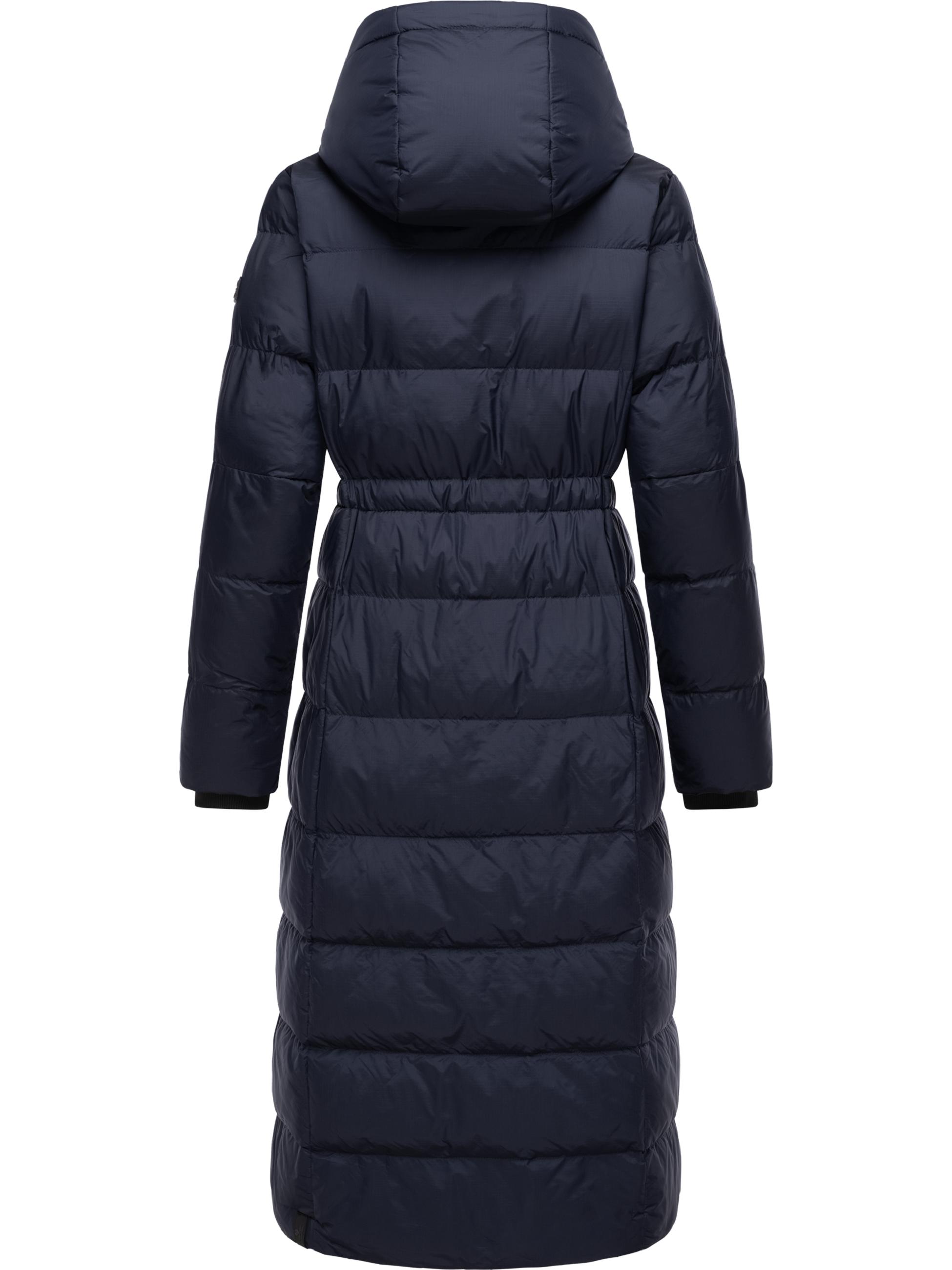 Warmer Winter Steppmantel mit Kapuze "Niara Long" Navy