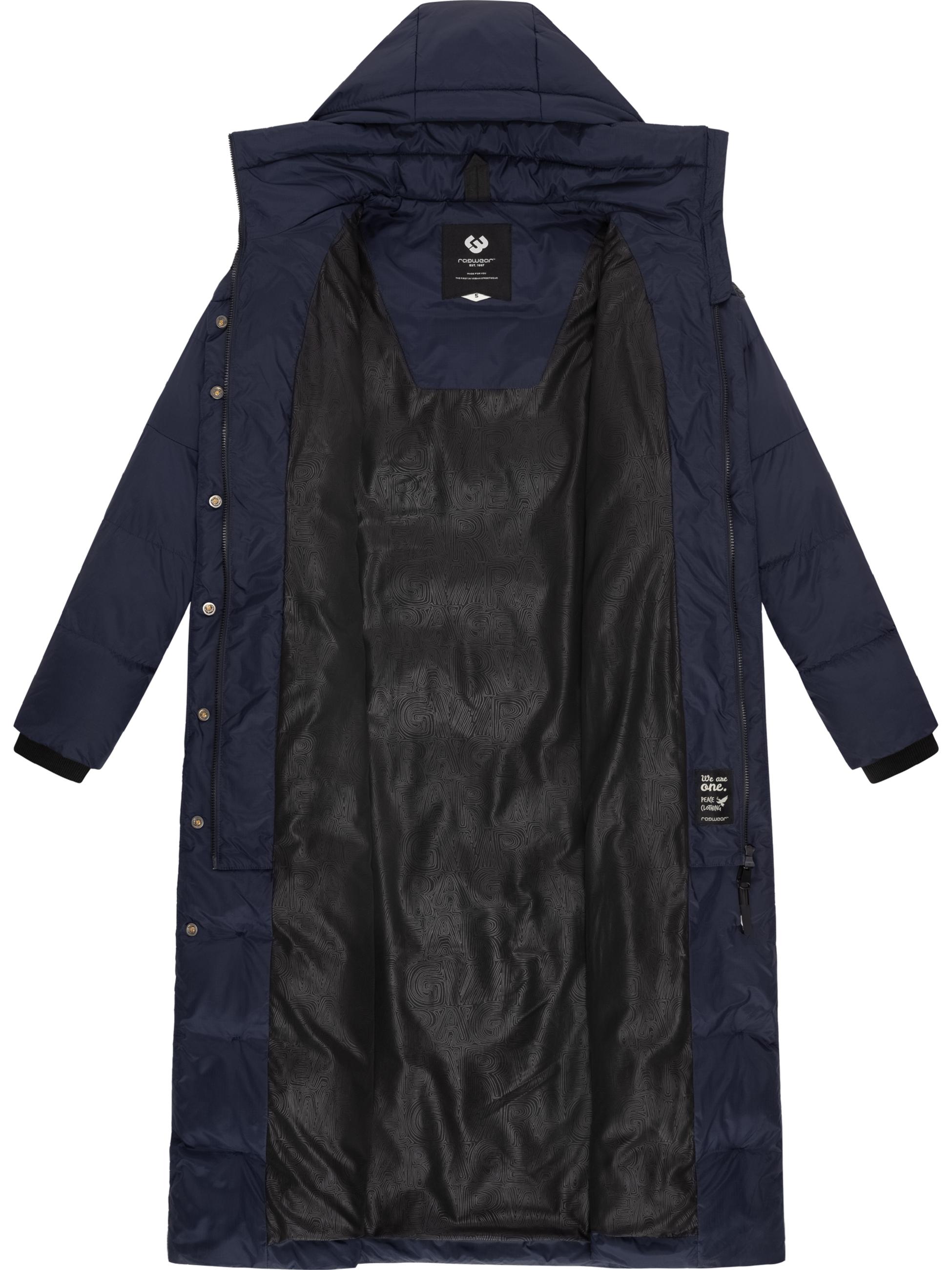 Warmer Winter Steppmantel mit Kapuze "Niara Long" Navy