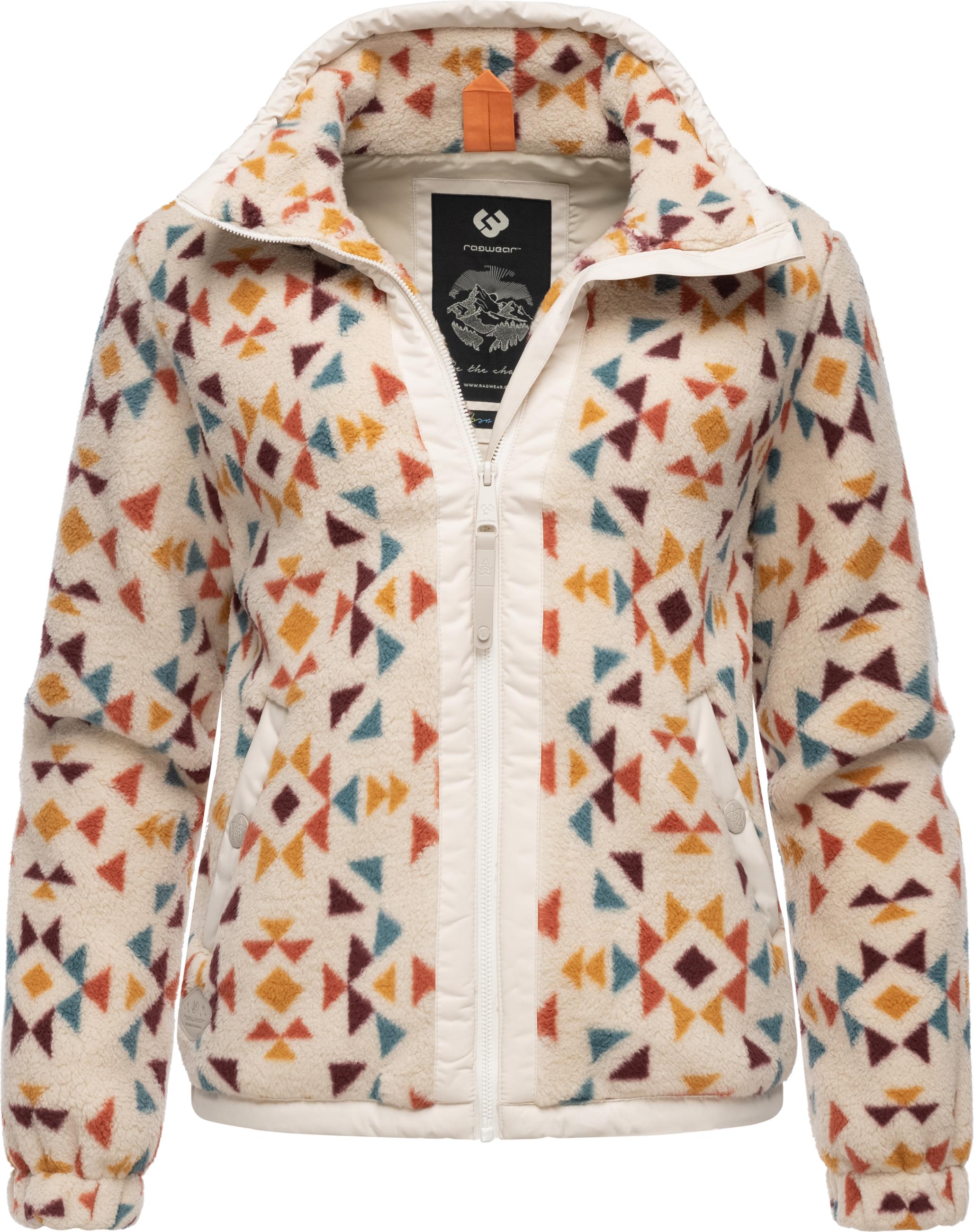 Fleecejacke mit hohem Kragen "Nordicka Aztec" Beige