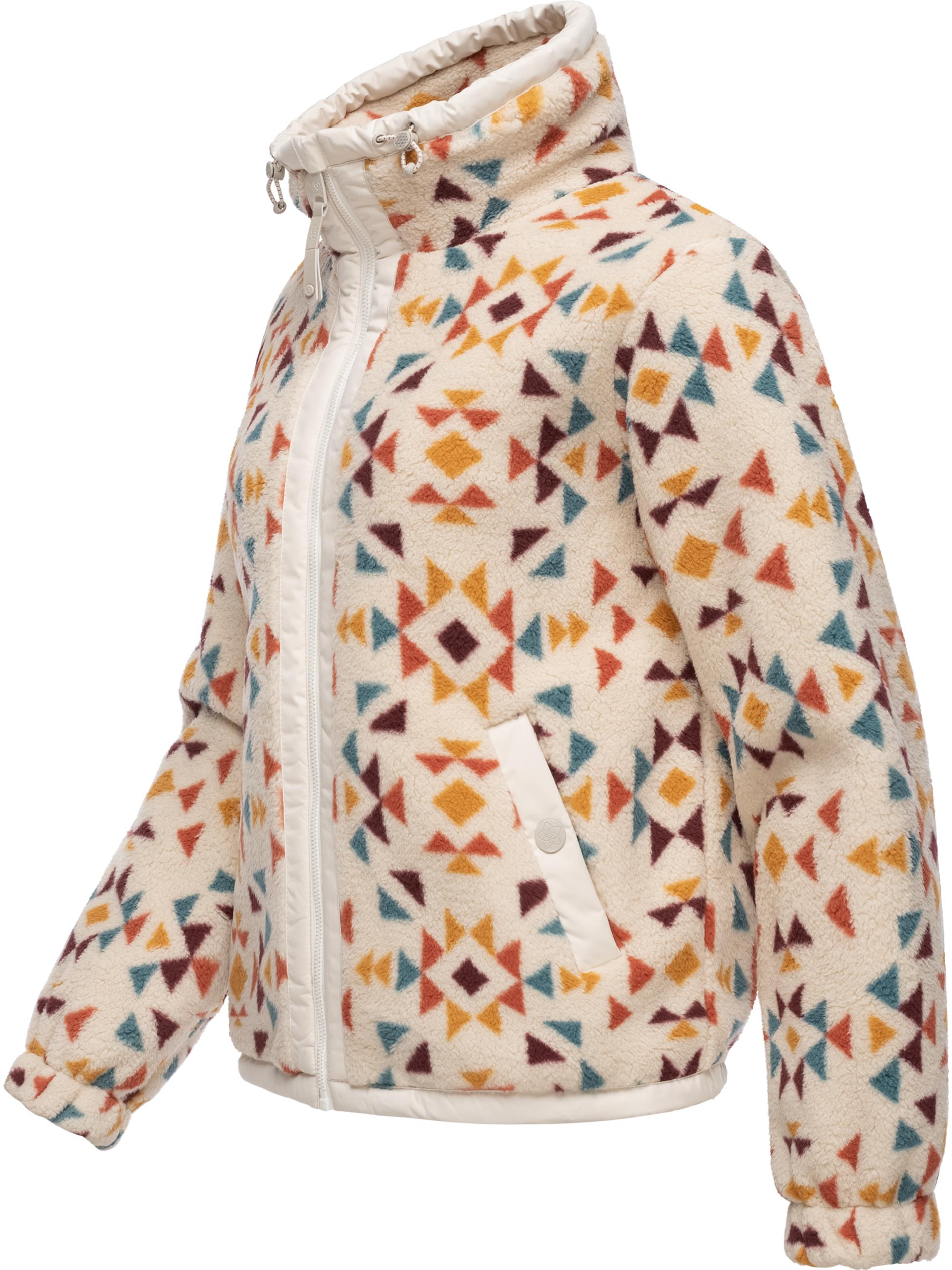 Fleecejacke mit hohem Kragen "Nordicka Aztec" Beige