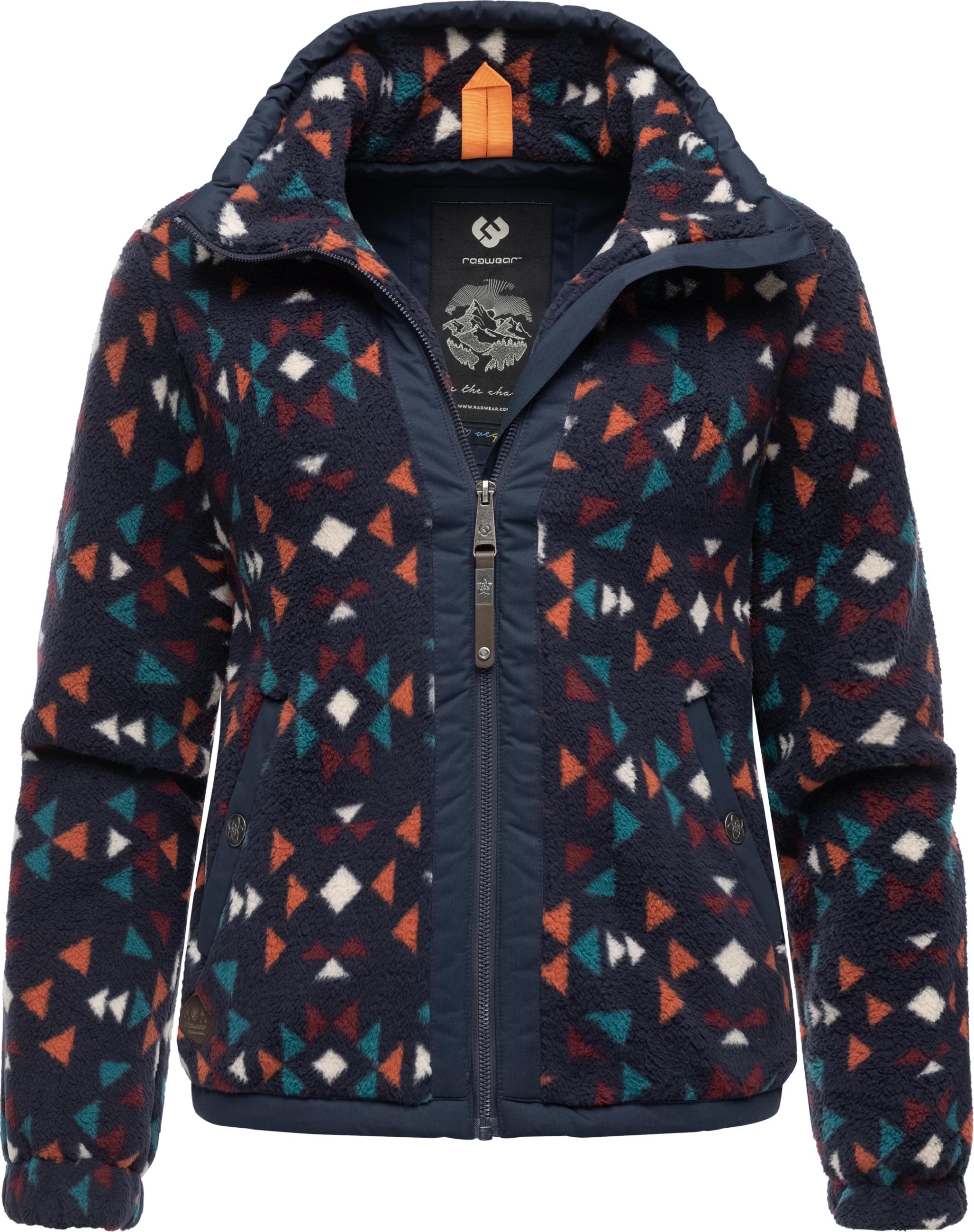 Fleecejacke mit hohem Kragen "Nordicka Aztec" Navy