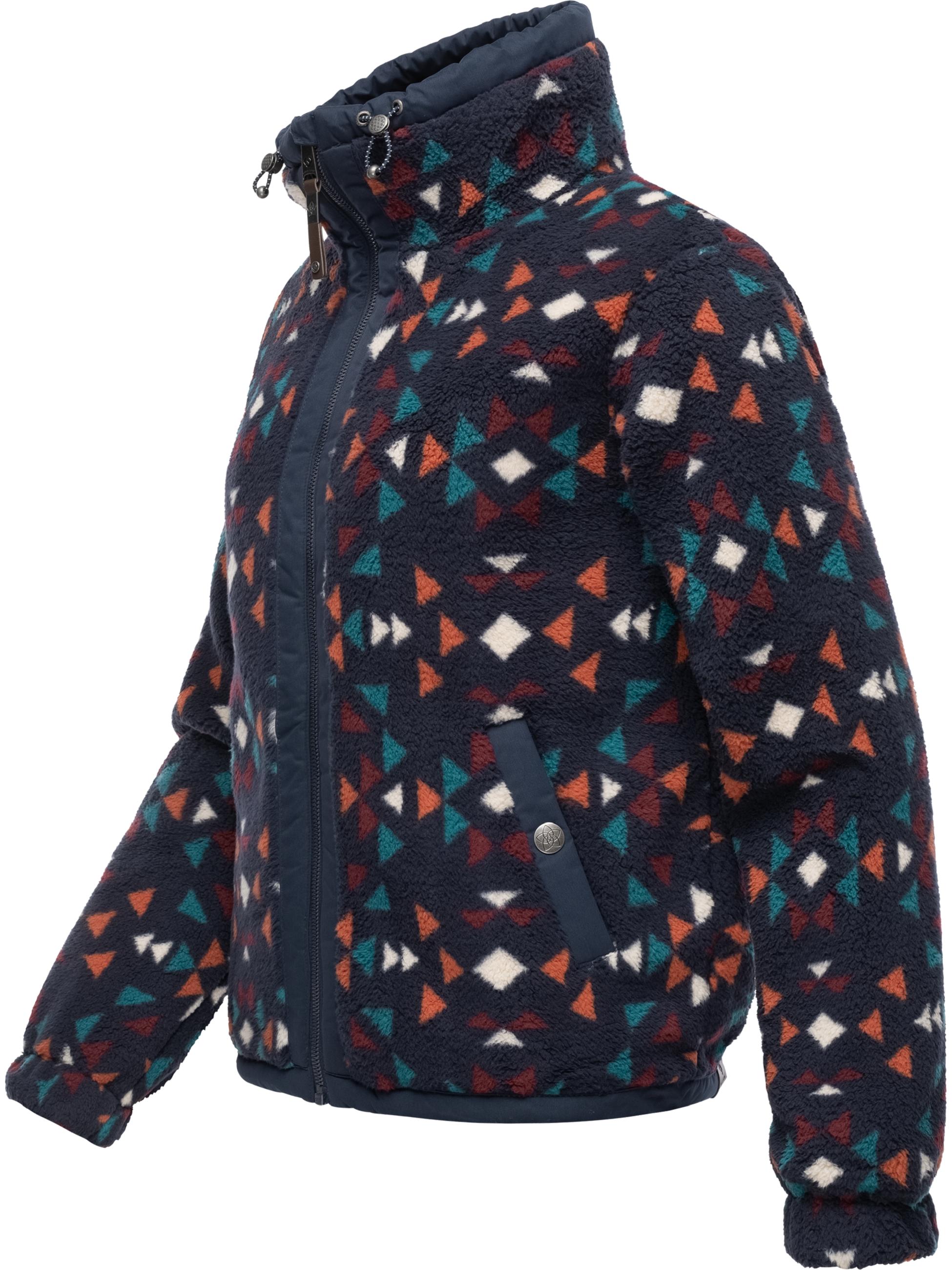 Fleecejacke mit hohem Kragen "Nordicka Aztec" Navy