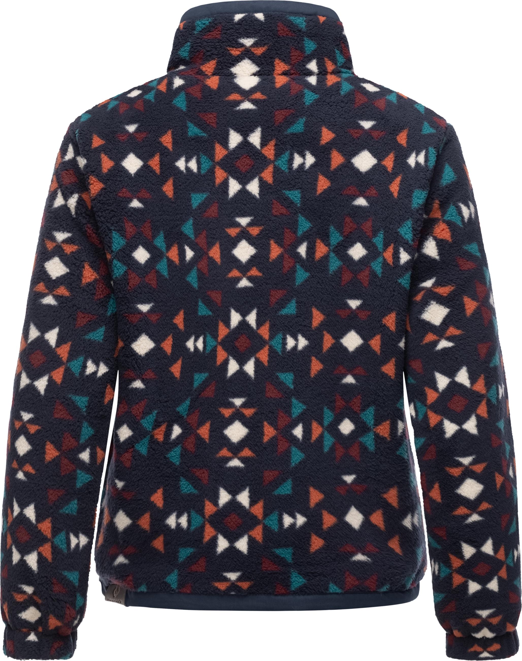 Fleecejacke mit hohem Kragen "Nordicka Aztec" Navy