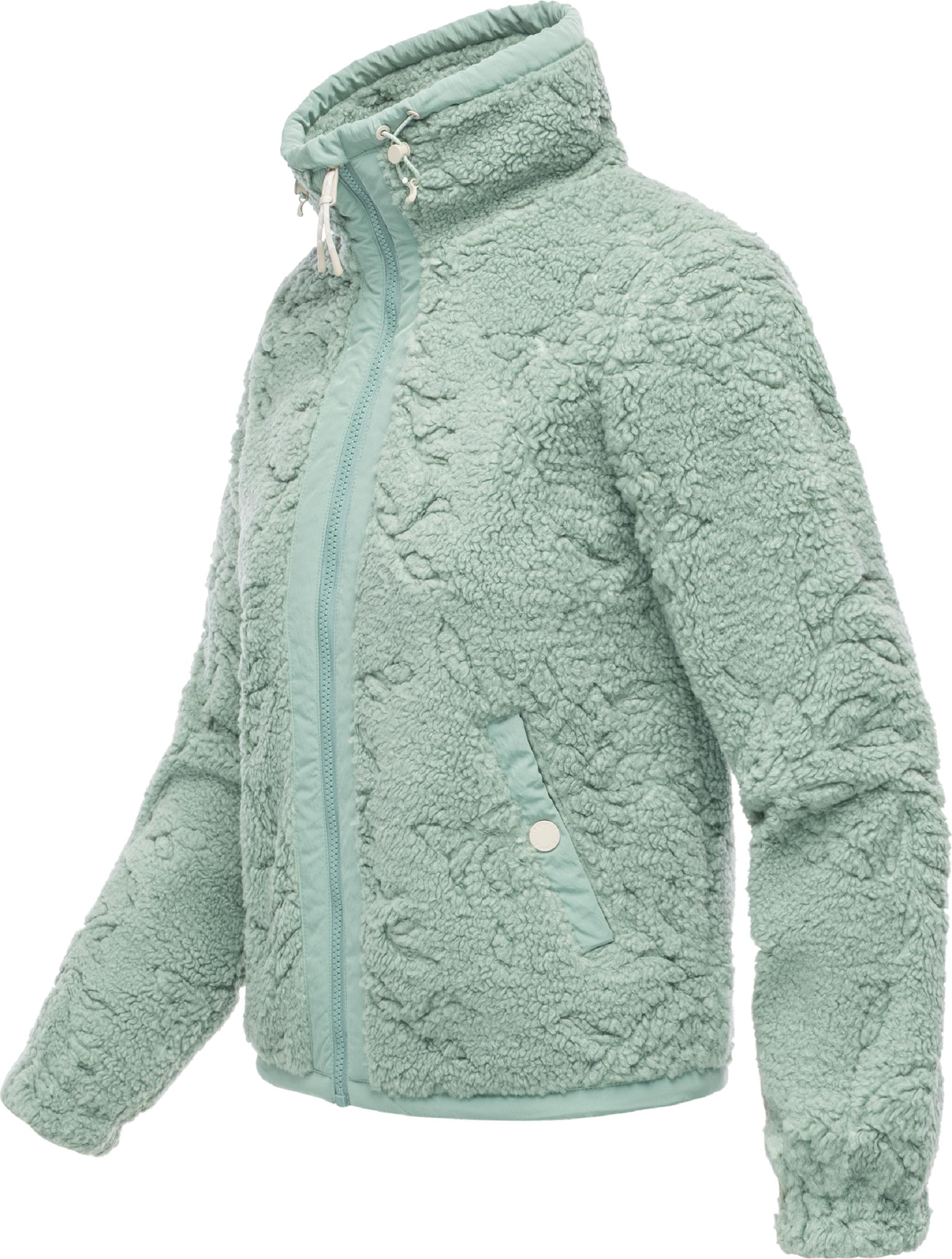 Weiche Plüschjacke mit verstellbarem Kragen "Nordicka II" Dusty Green
