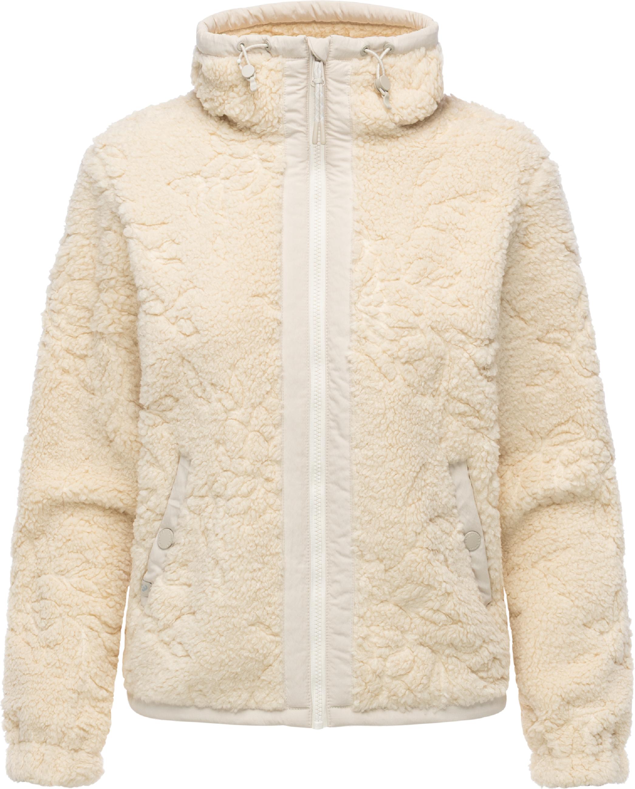 Weiche Plüschjacke mit verstellbarem Kragen "Nordicka II" Ecru