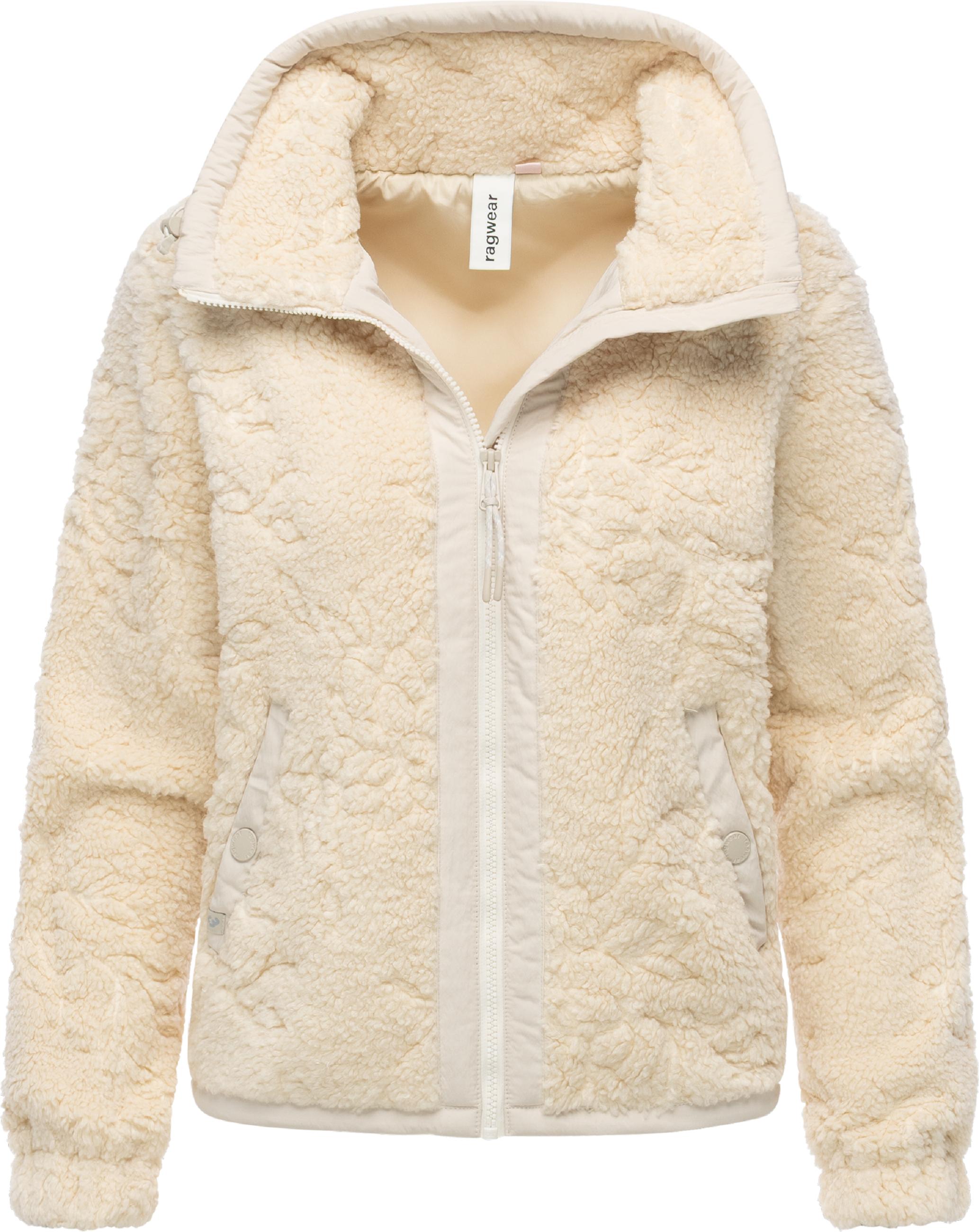 Weiche Plüschjacke mit verstellbarem Kragen "Nordicka II" Ecru