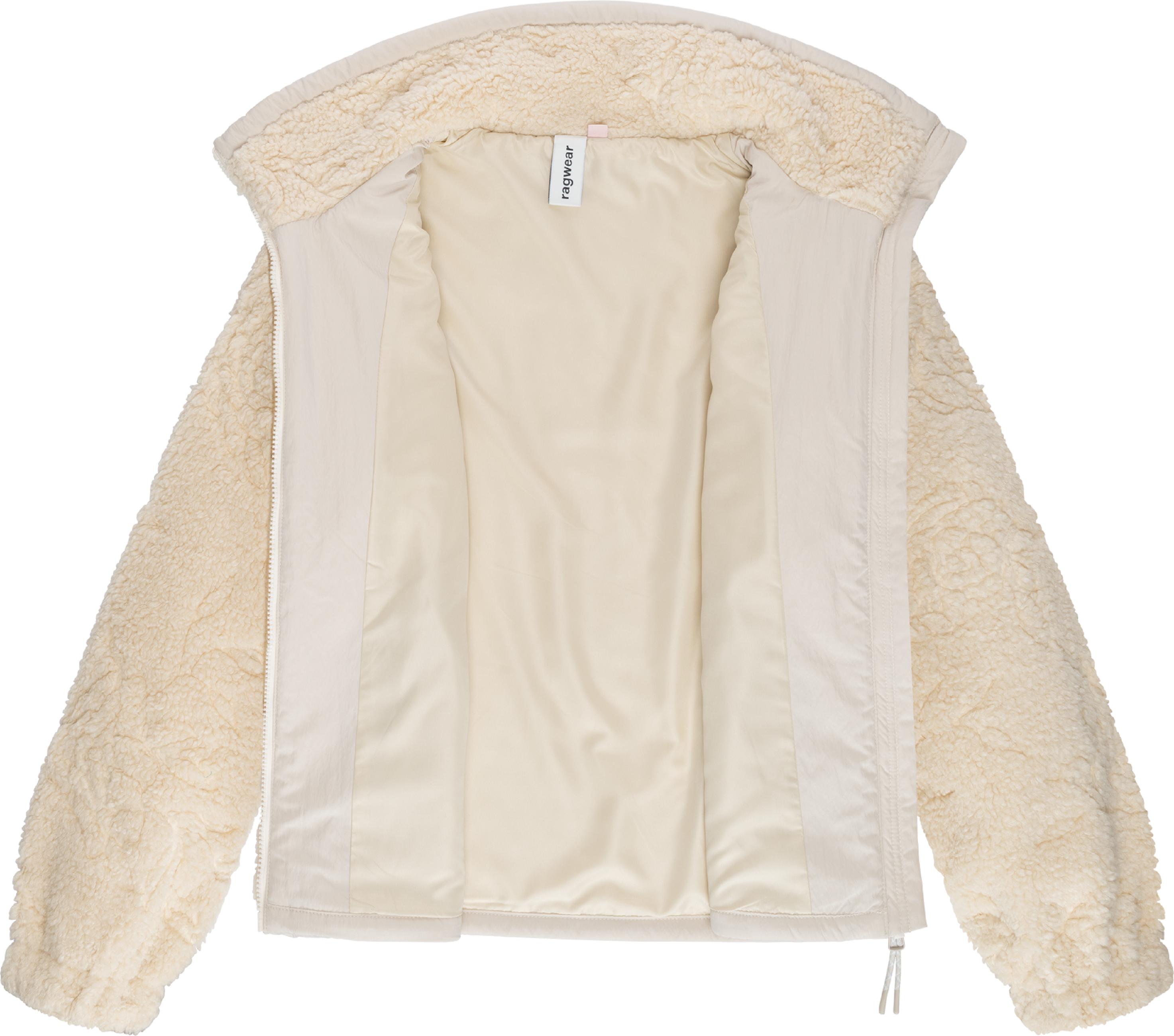 Weiche Plüschjacke mit verstellbarem Kragen "Nordicka II" Ecru