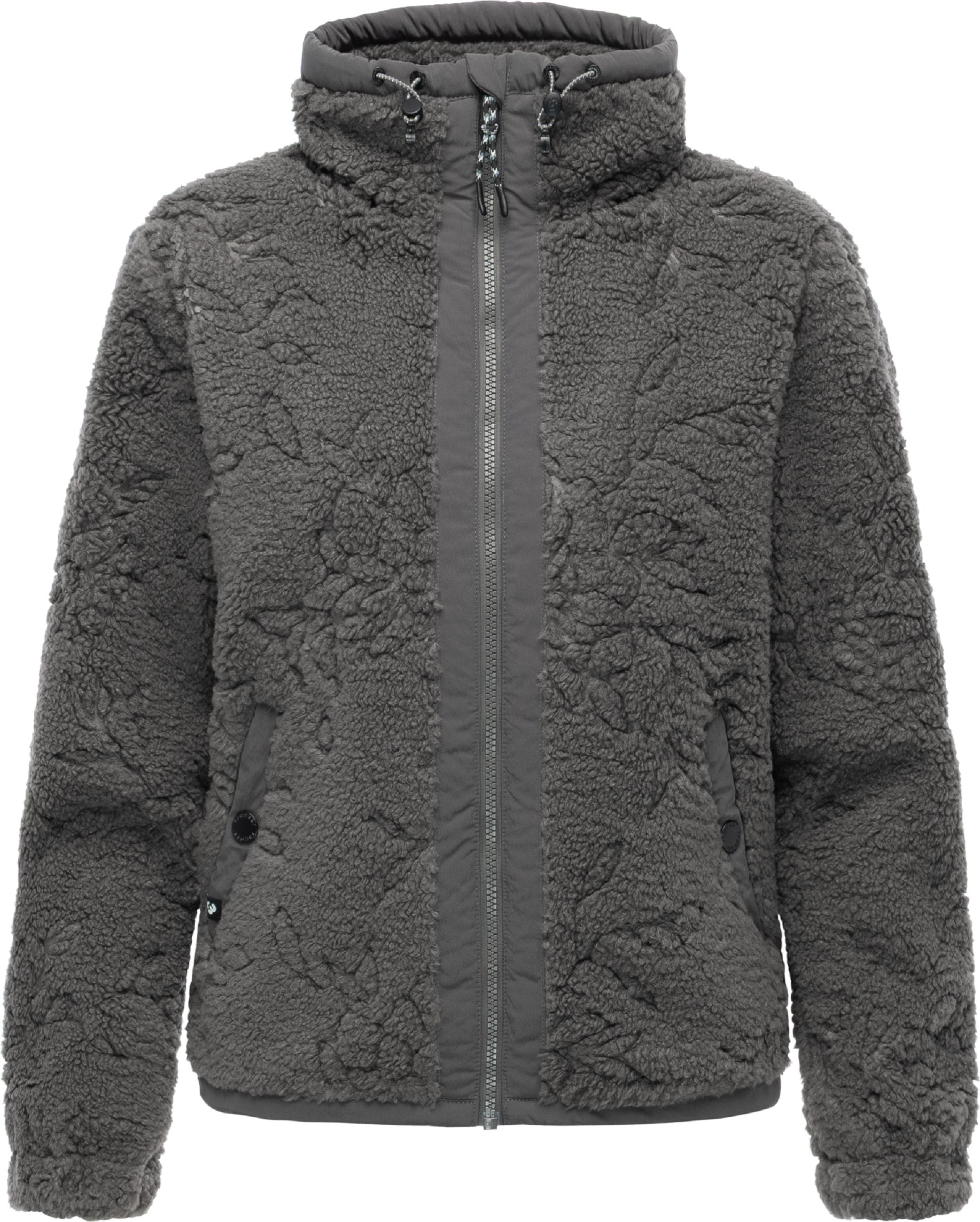 Weiche Plüschjacke mit verstellbarem Kragen "Nordicka II" Stone Grey