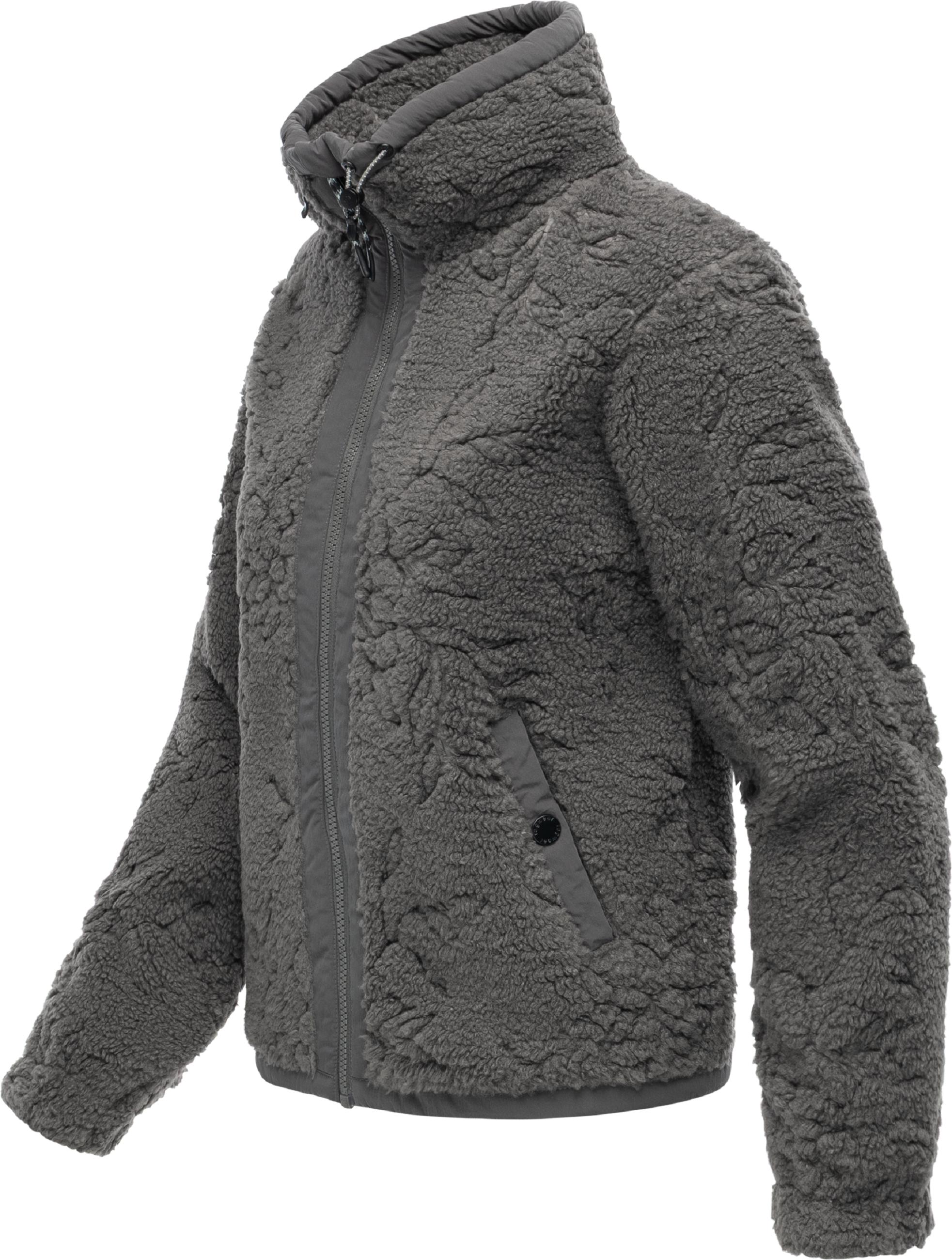 Weiche Plüschjacke mit verstellbarem Kragen "Nordicka II" Stone Grey