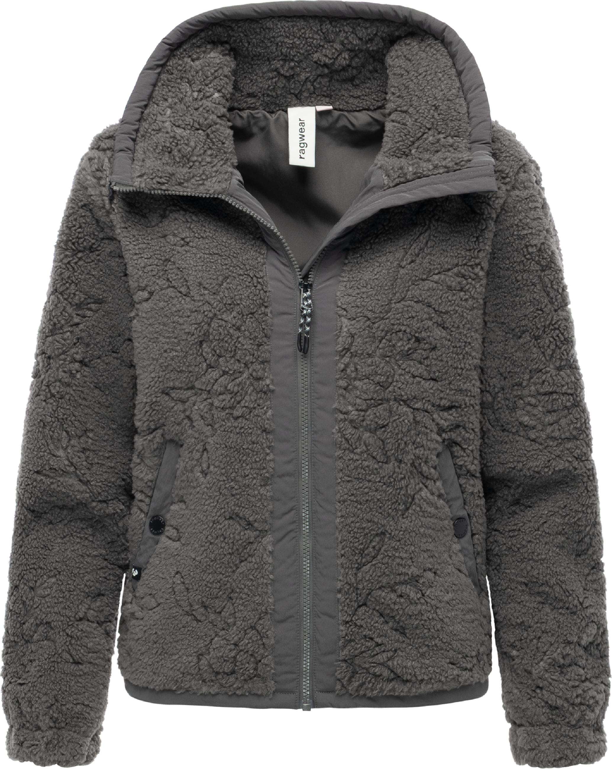 Weiche Plüschjacke mit verstellbarem Kragen "Nordicka II" Stone Grey