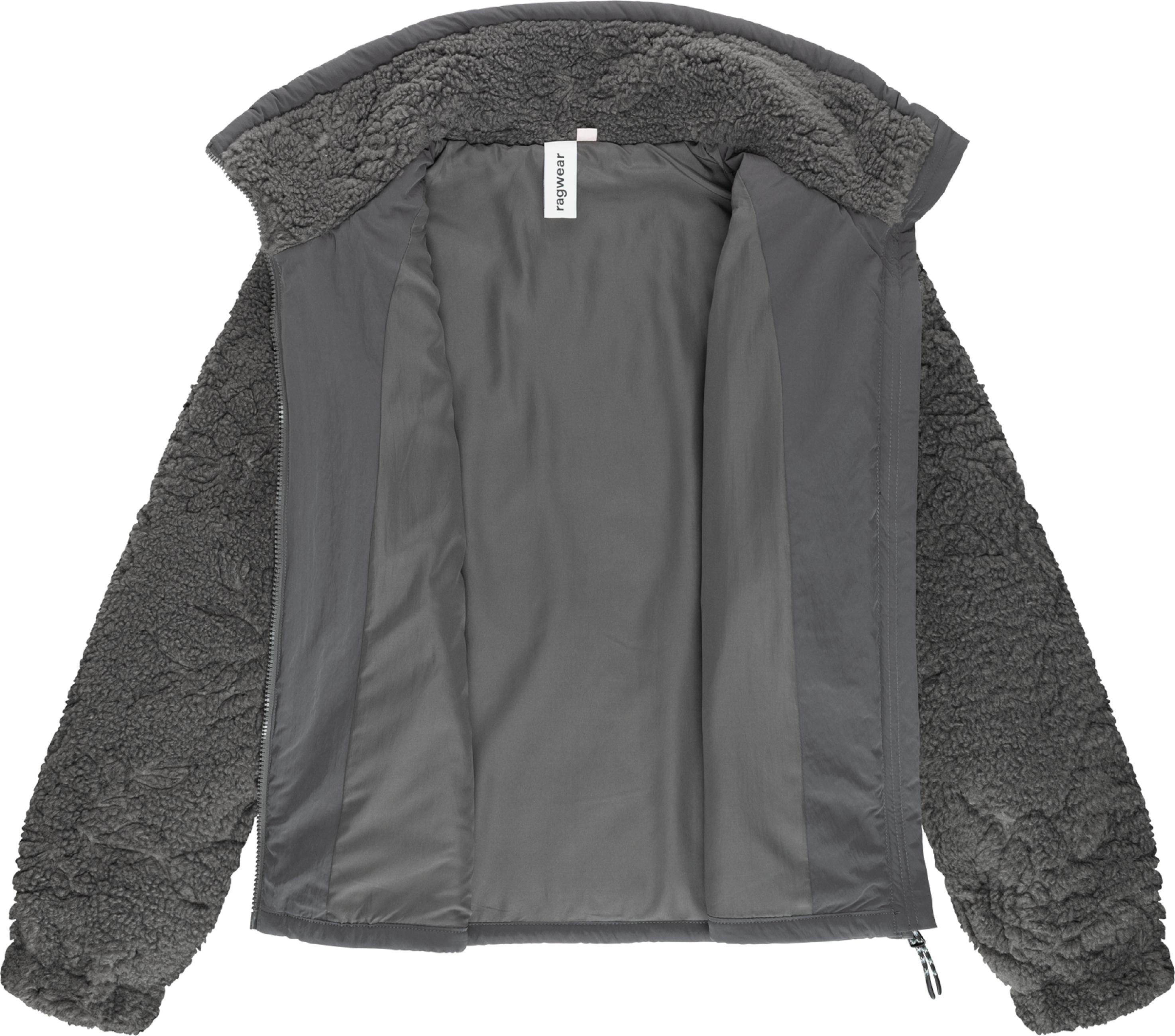 Weiche Plüschjacke mit verstellbarem Kragen "Nordicka II" Stone Grey