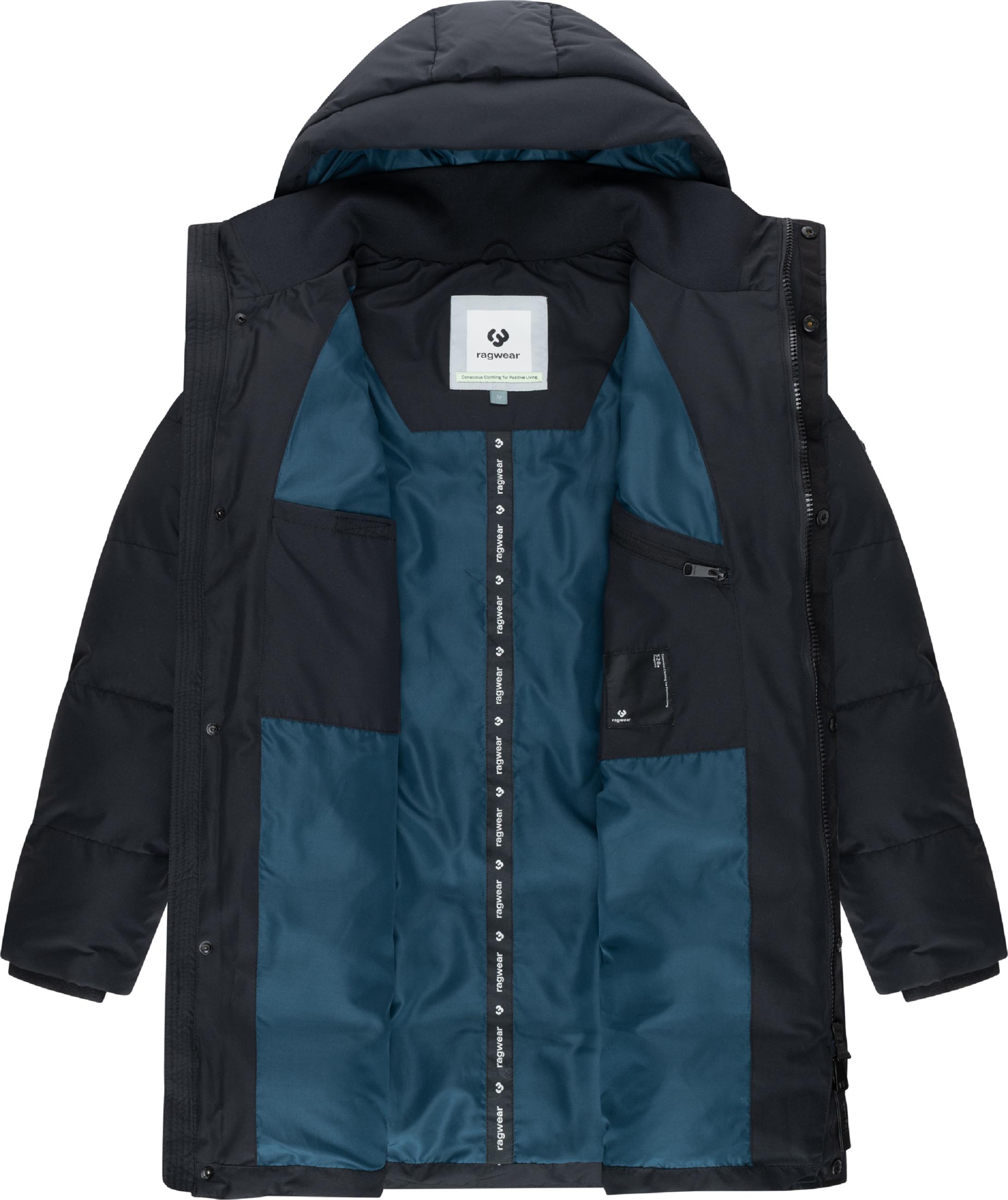 Wasserdichter Winter Steppmantel mit Kapuze "Nortday" Black