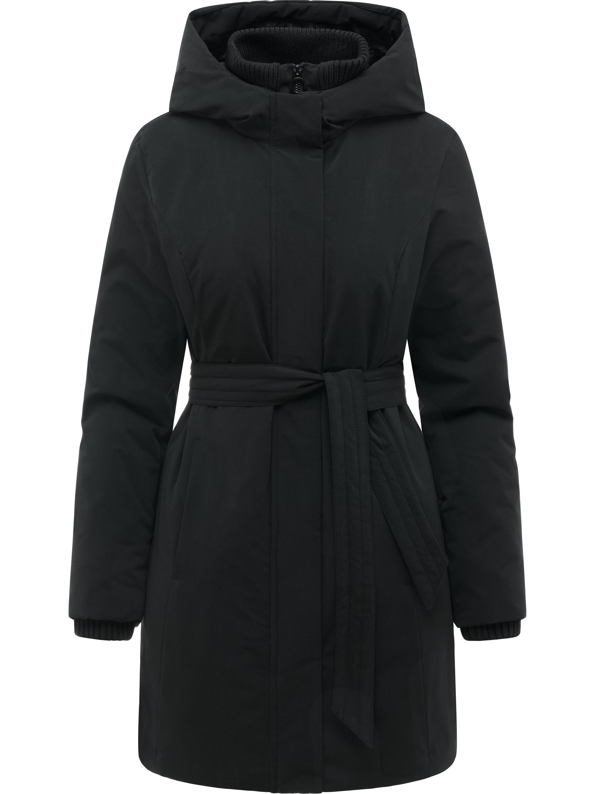Winter Kurzmantel mit Taillengürtel "Northe Y" Black