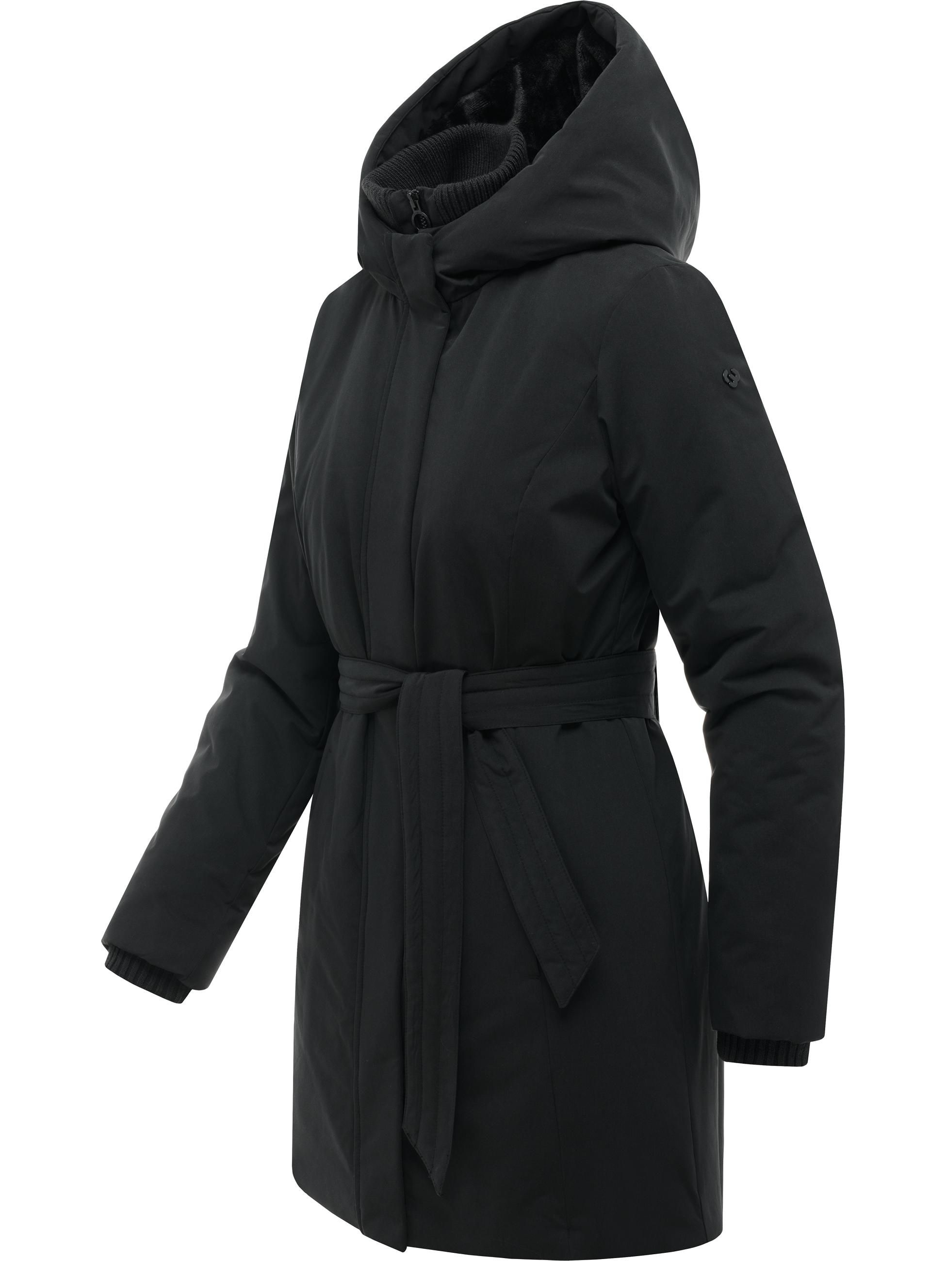 Winter Kurzmantel mit Taillengürtel "Northe Y" Black