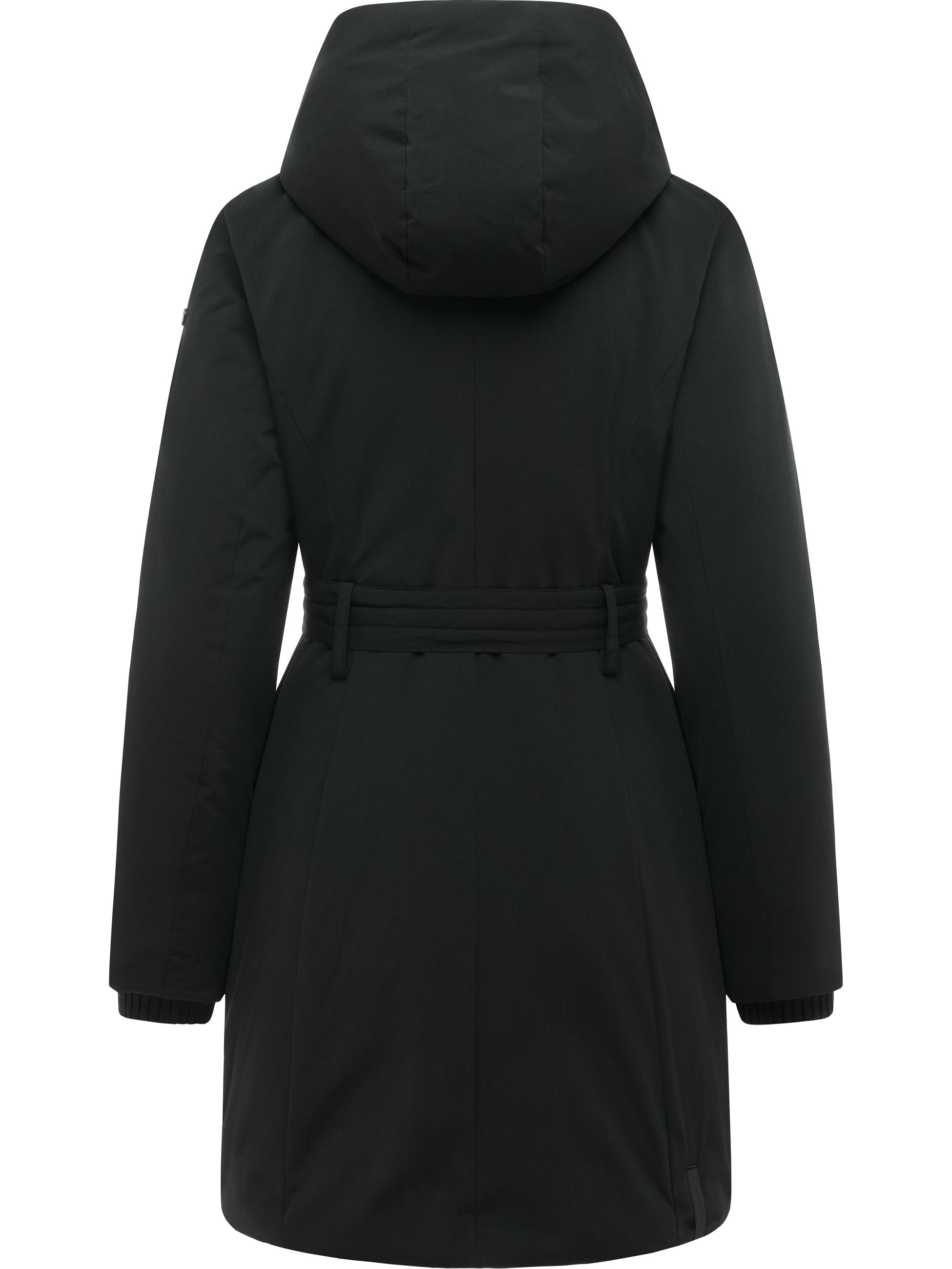 Winter Kurzmantel mit Taillengürtel "Northe Y" Black