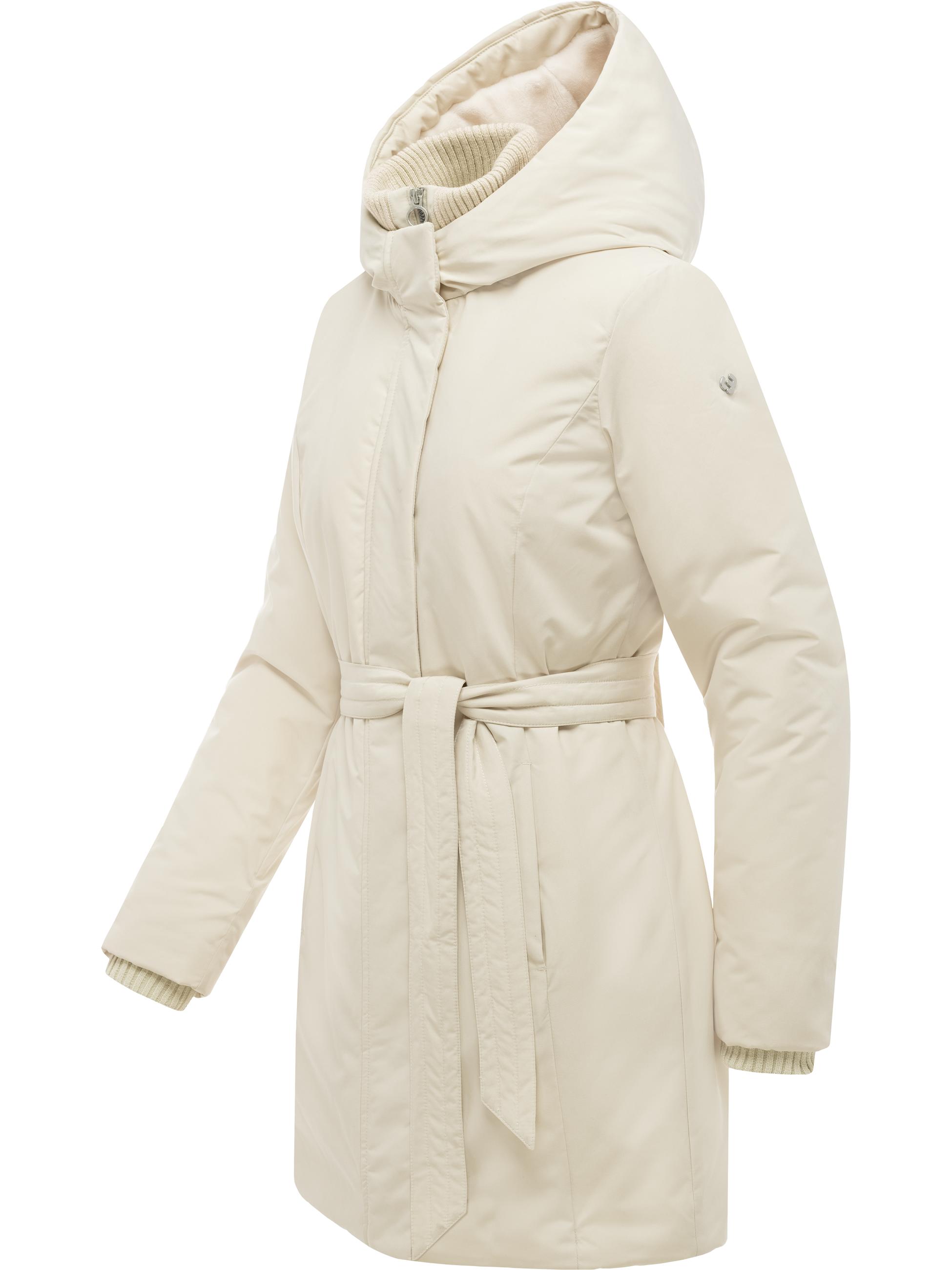 Winter Kurzmantel mit Taillengürtel "Northe Y" Ecru