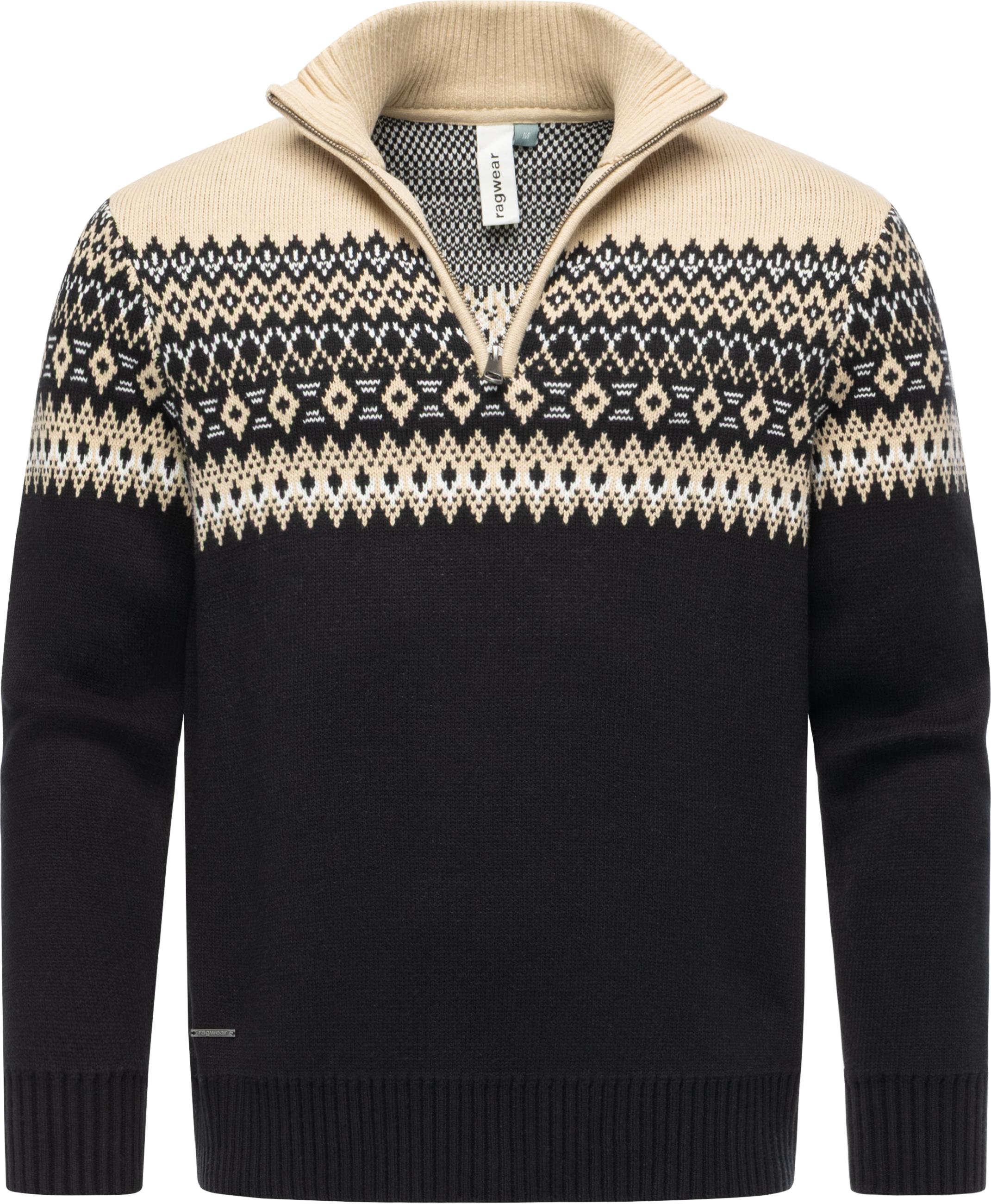 Norweger Strickpullover mit Zipper Norwaian Black