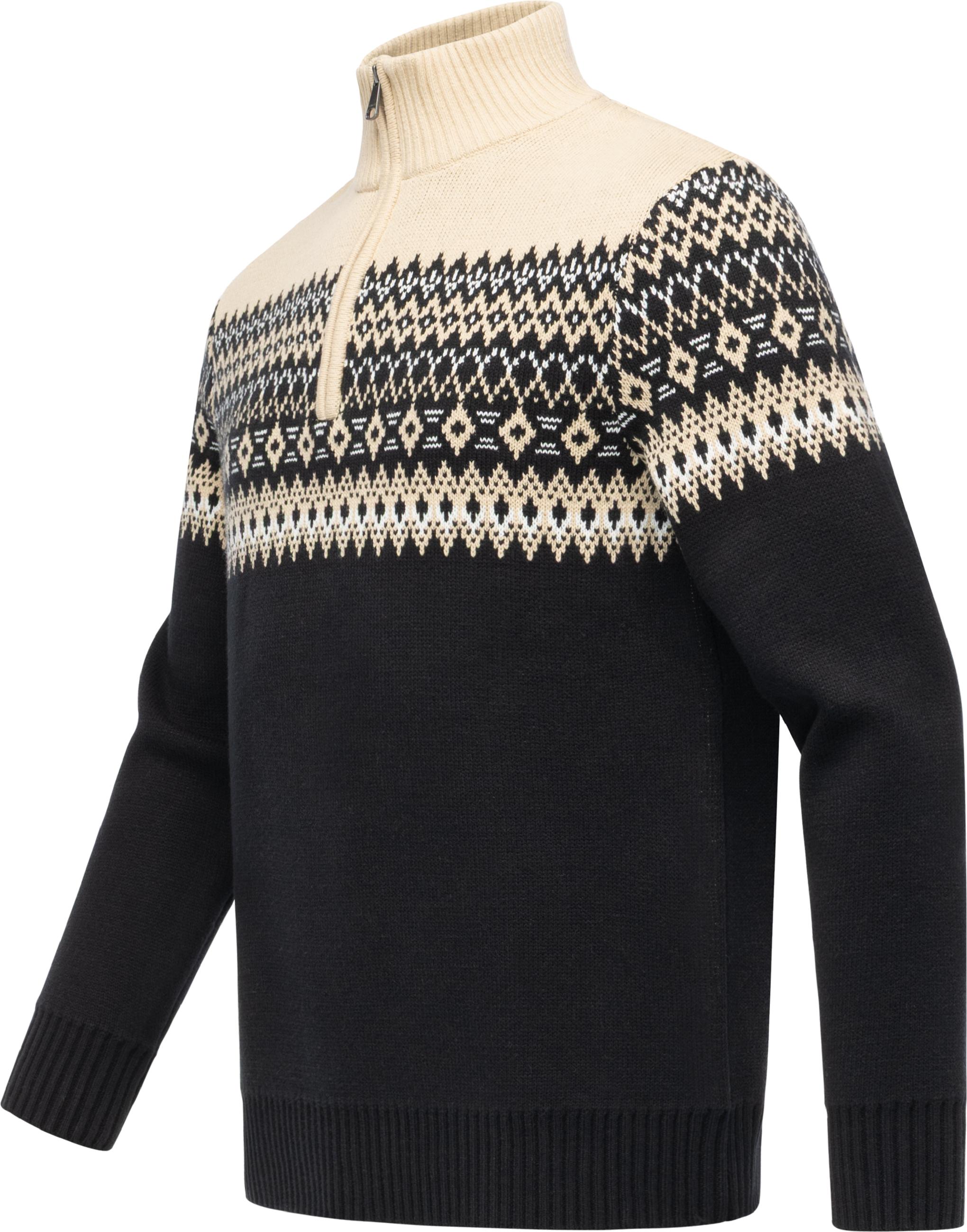 Norweger Strickpullover mit Zipper Norwaian Black