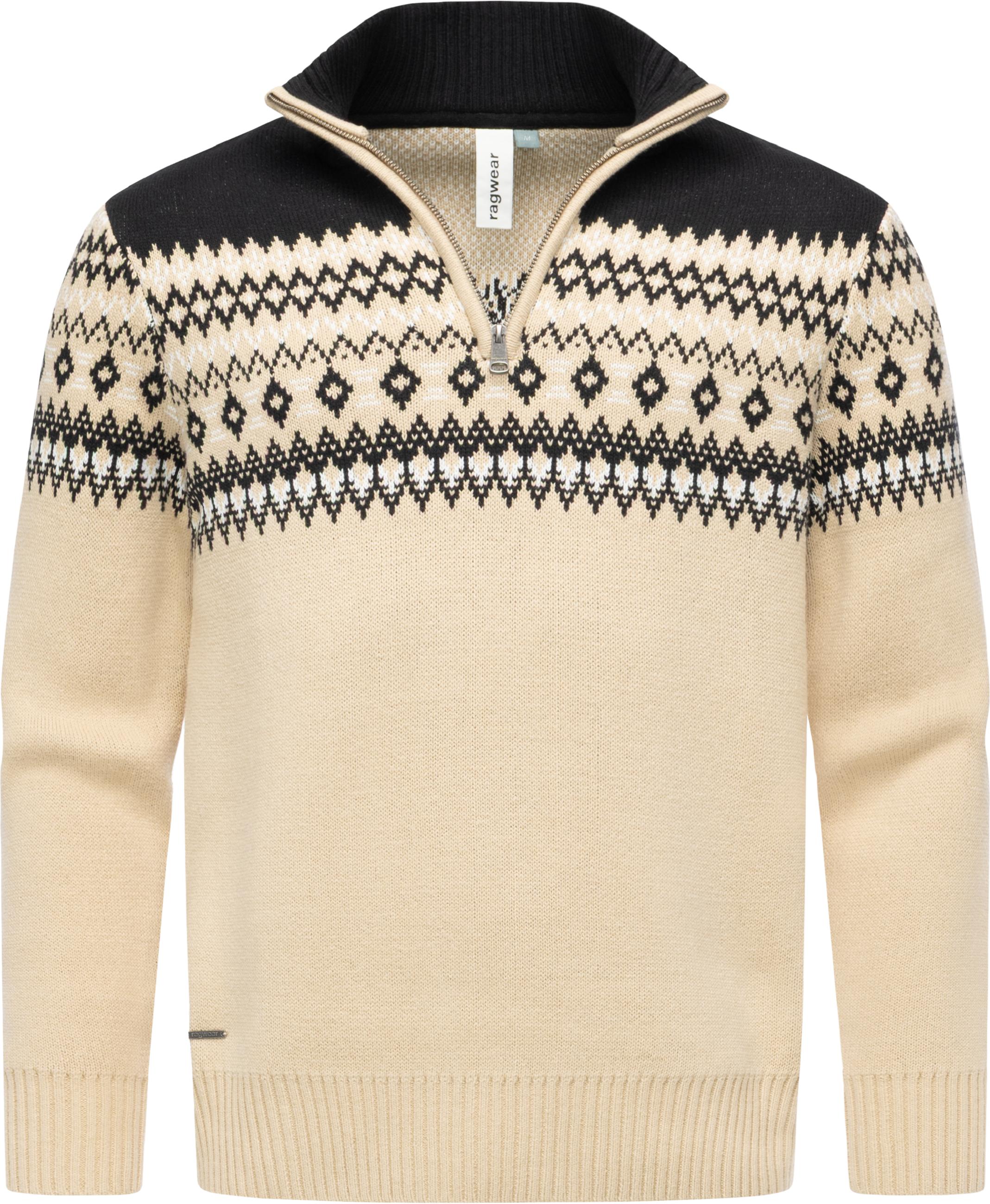 Norweger Strickpullover mit Zipper Norwaian Sand