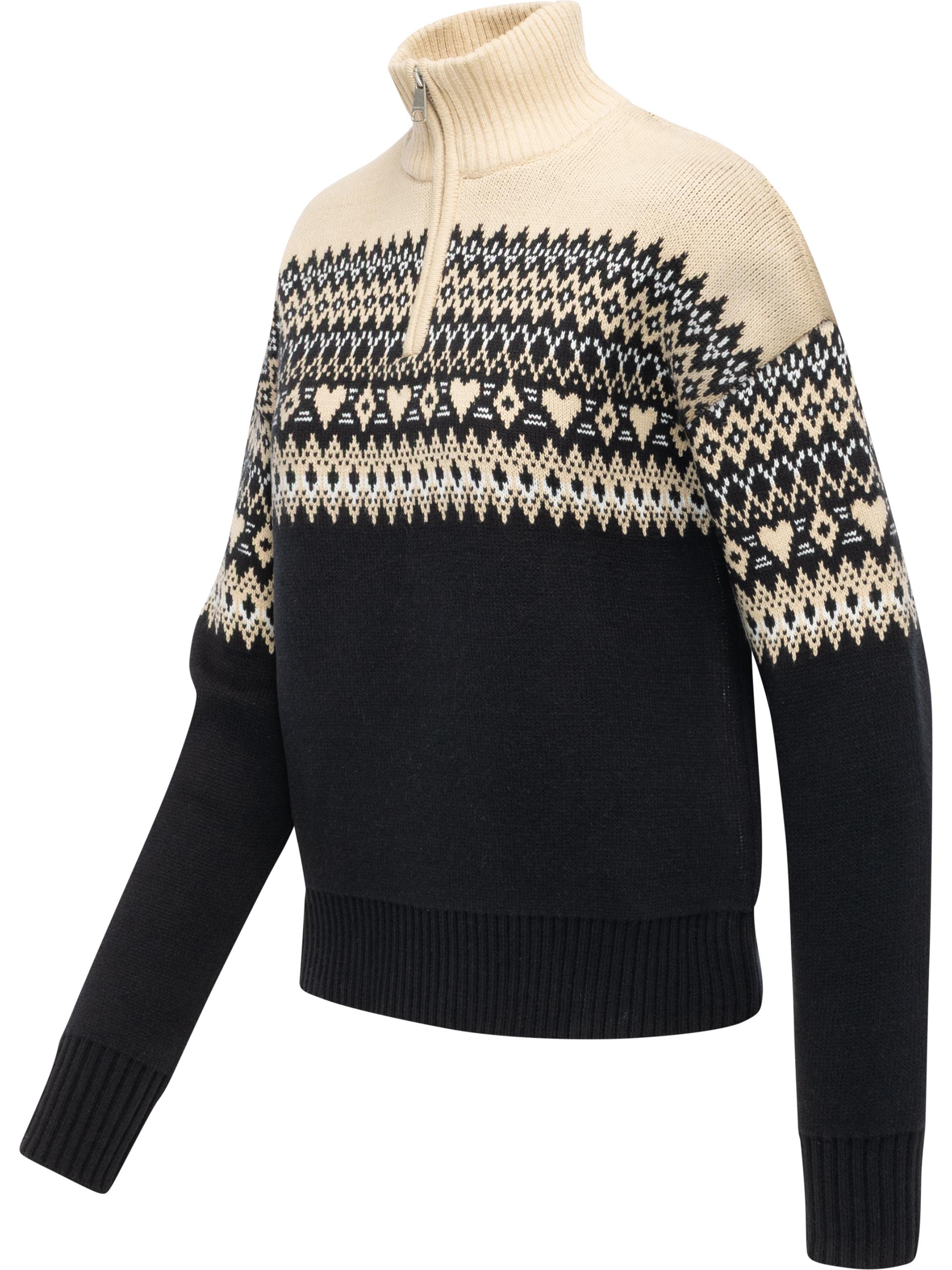 Norweger Strickpullover mit Zipper Norwie Black
