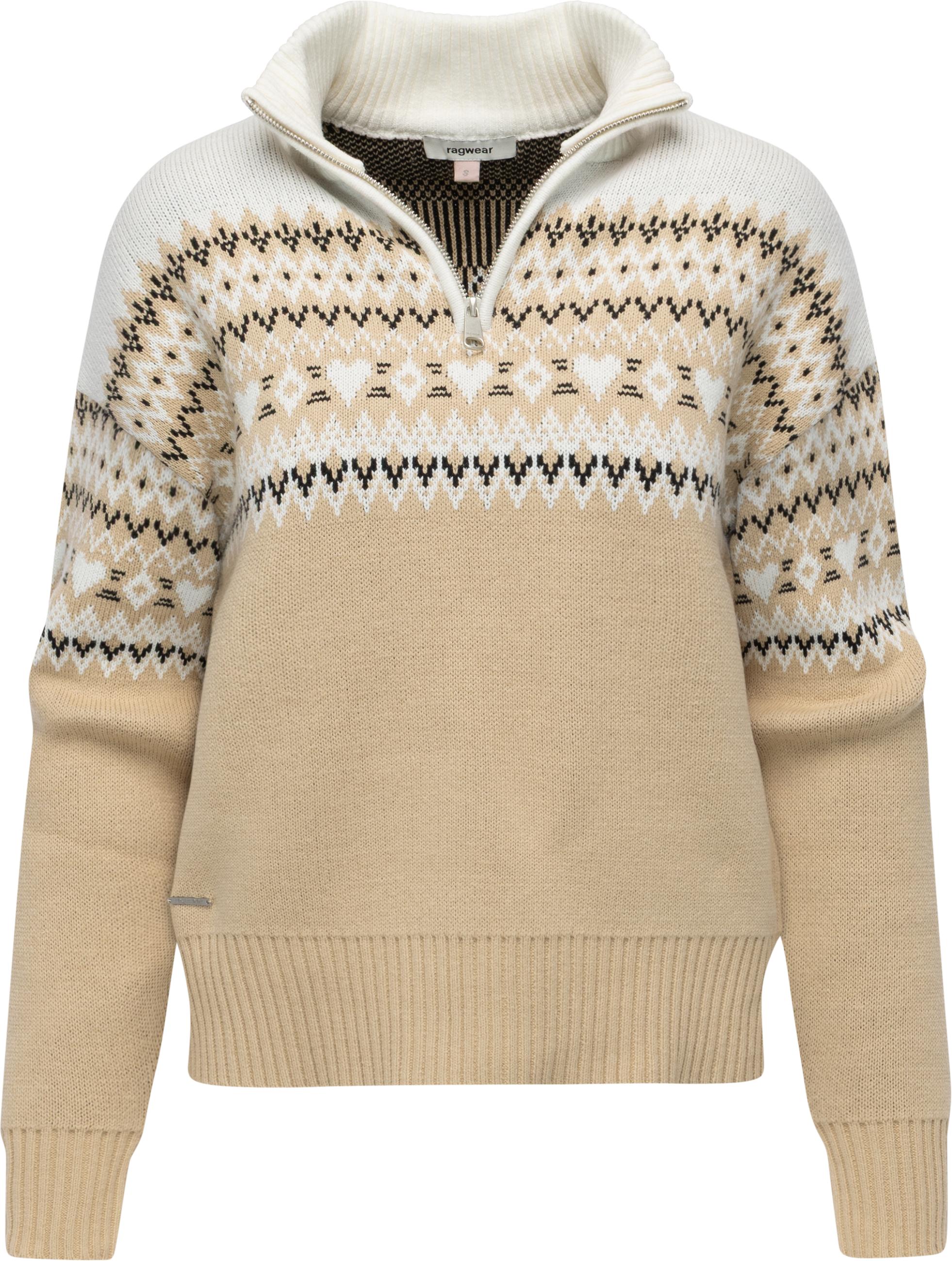 Norweger Strickpullover mit Zipper Norwie Sand