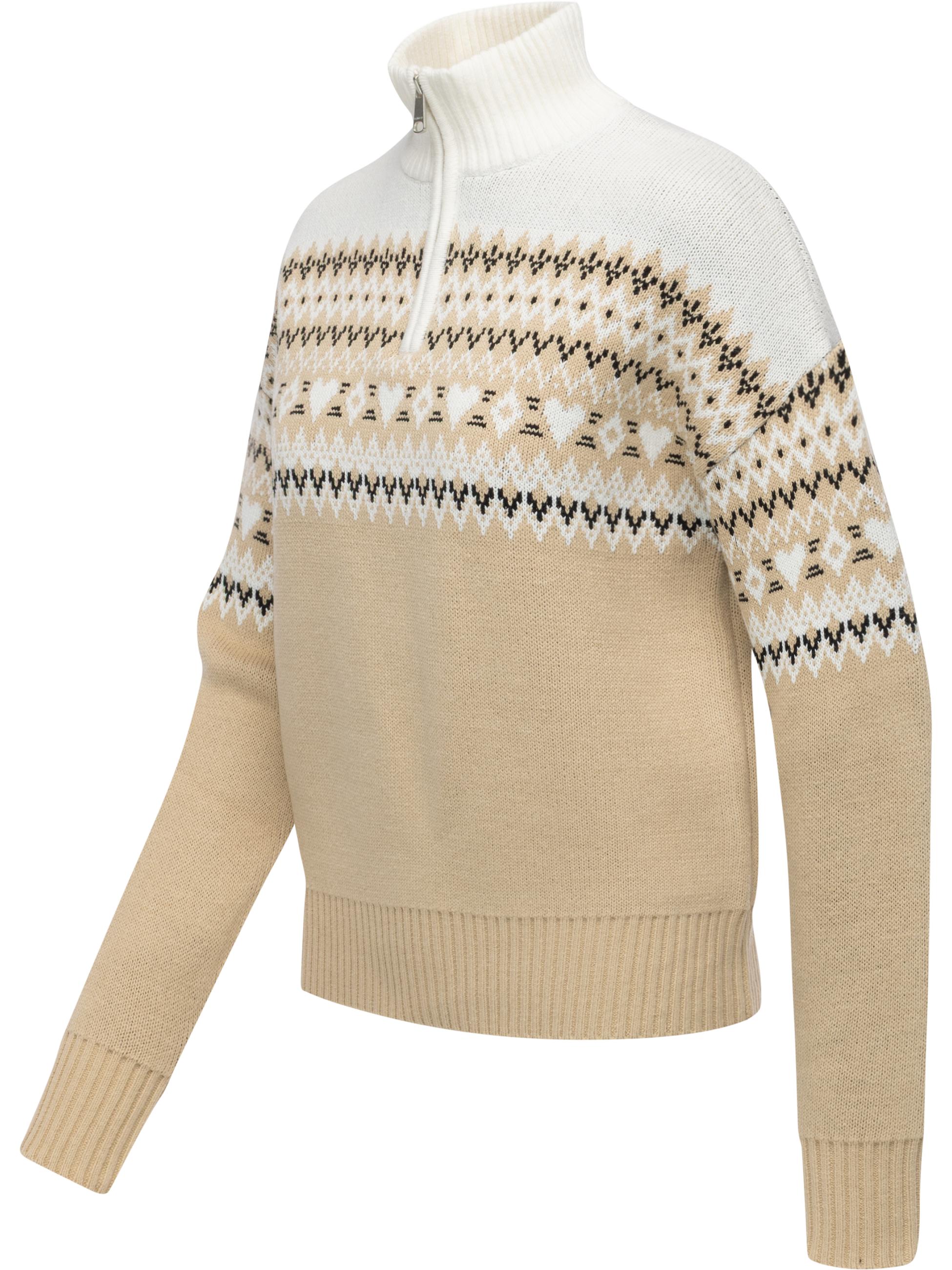 Norweger Strickpullover mit Zipper Norwie Sand